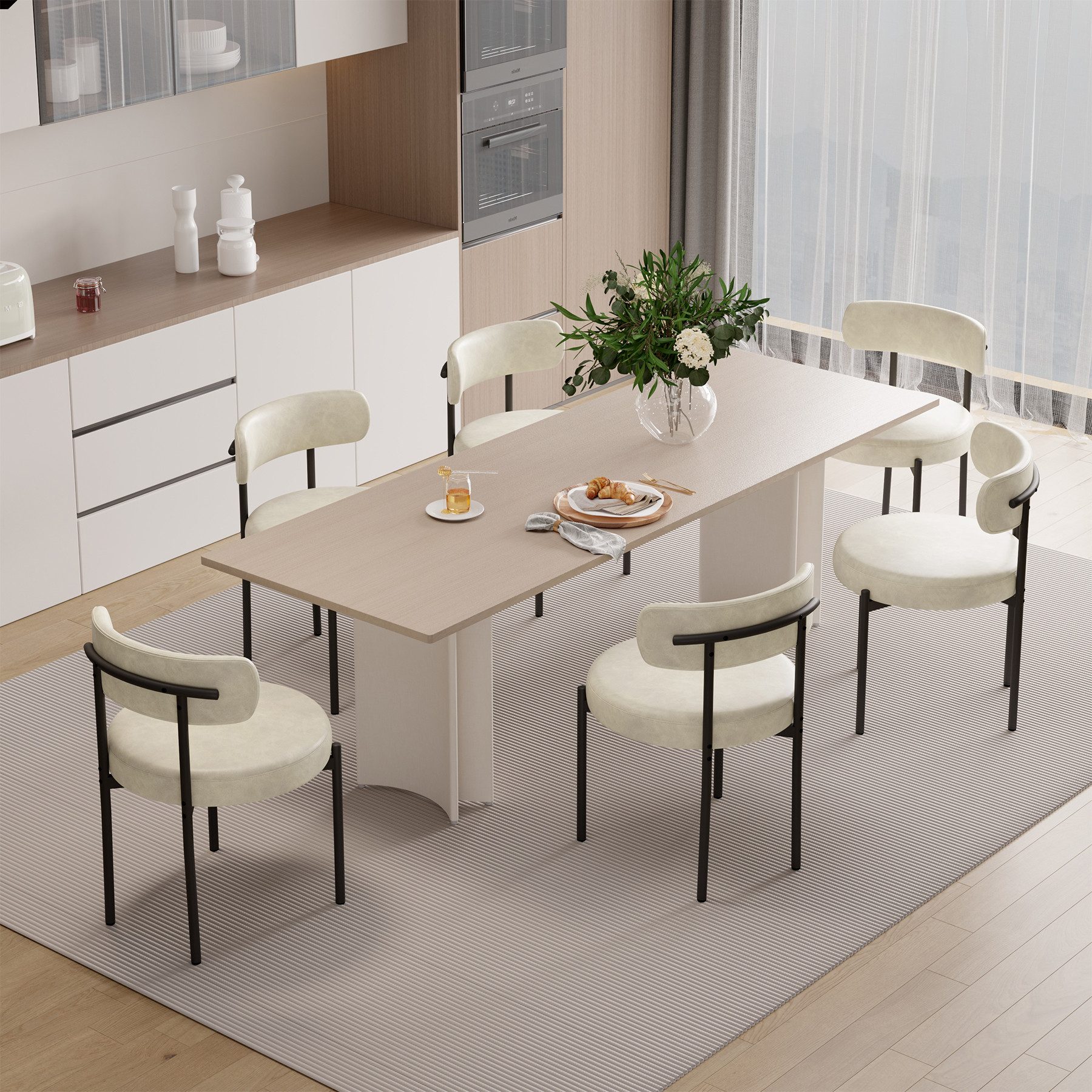 HawthyHome Esszimmerstuhl Runder Polsterstuhl mit Metallgestell, Wohnzimmerstuhl, Küchenstuhl (4 St), 4er Set – Bild 5 von 5