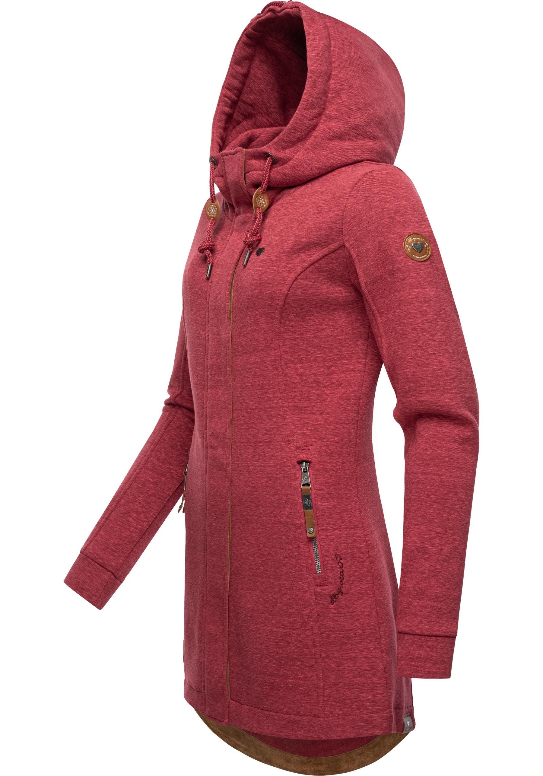 Ragwear Langjacke Letty Intl. Sportliche Kapuzenjacke mit Kunstleder-Elementen