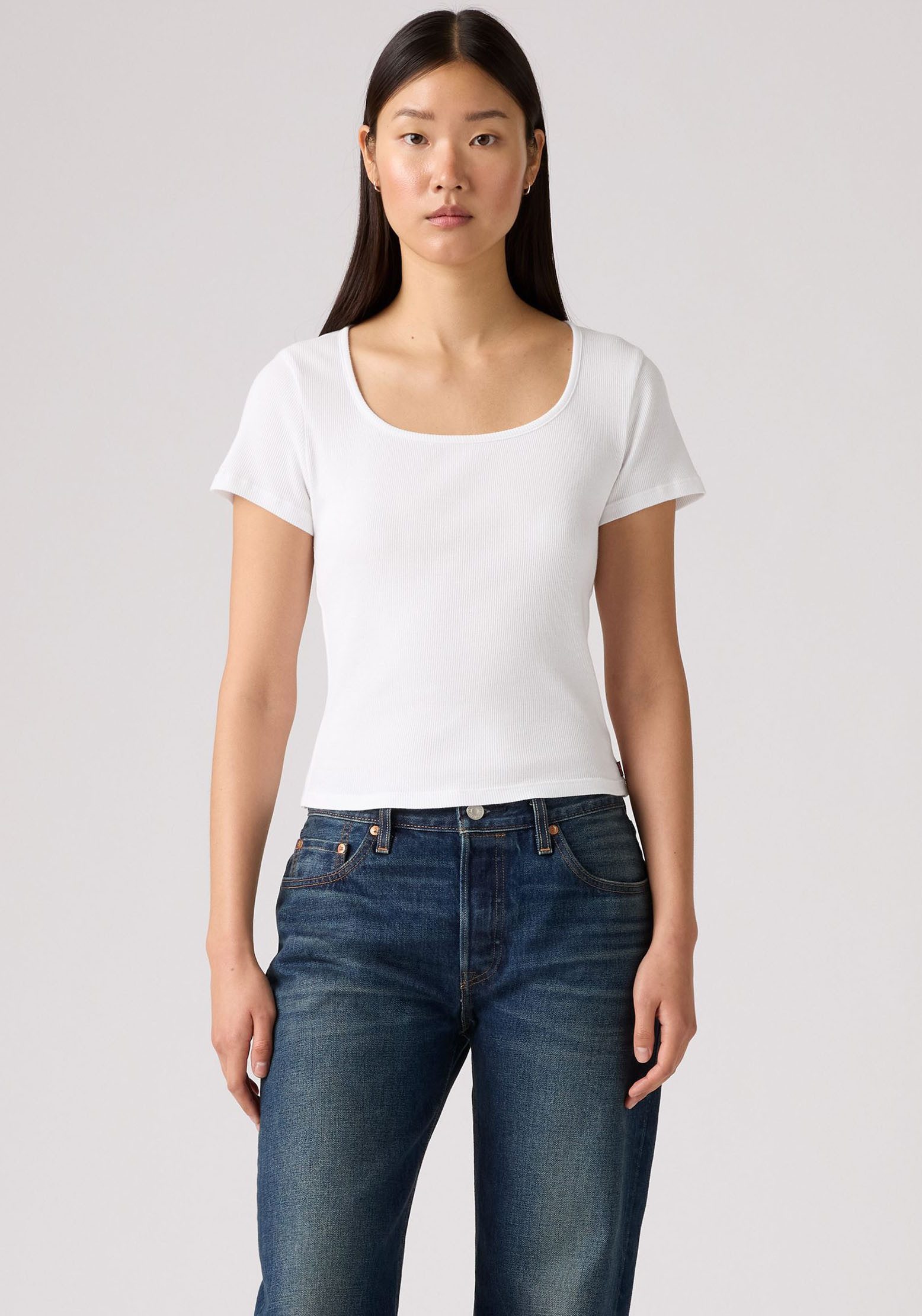 Levi's® T-Shirt ESSENTIAL SQRD NE Feinrippqualität günstig online kaufen