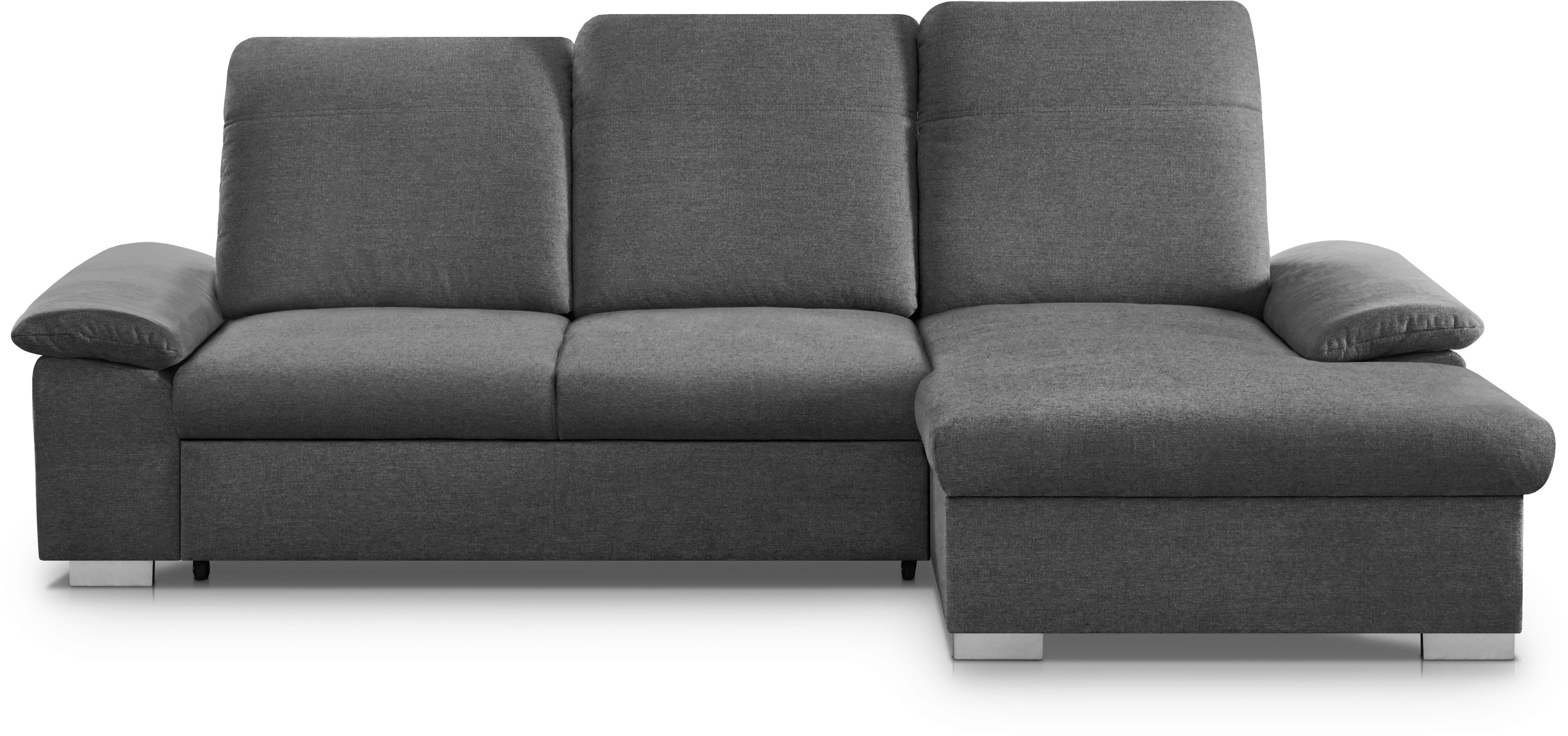 CALIZZA INTERIORS Ecksofa 2, Schlaffunktion, Kopfteilverstellung, anthrazit Sitztiefenverstellung Moli Bettkasten