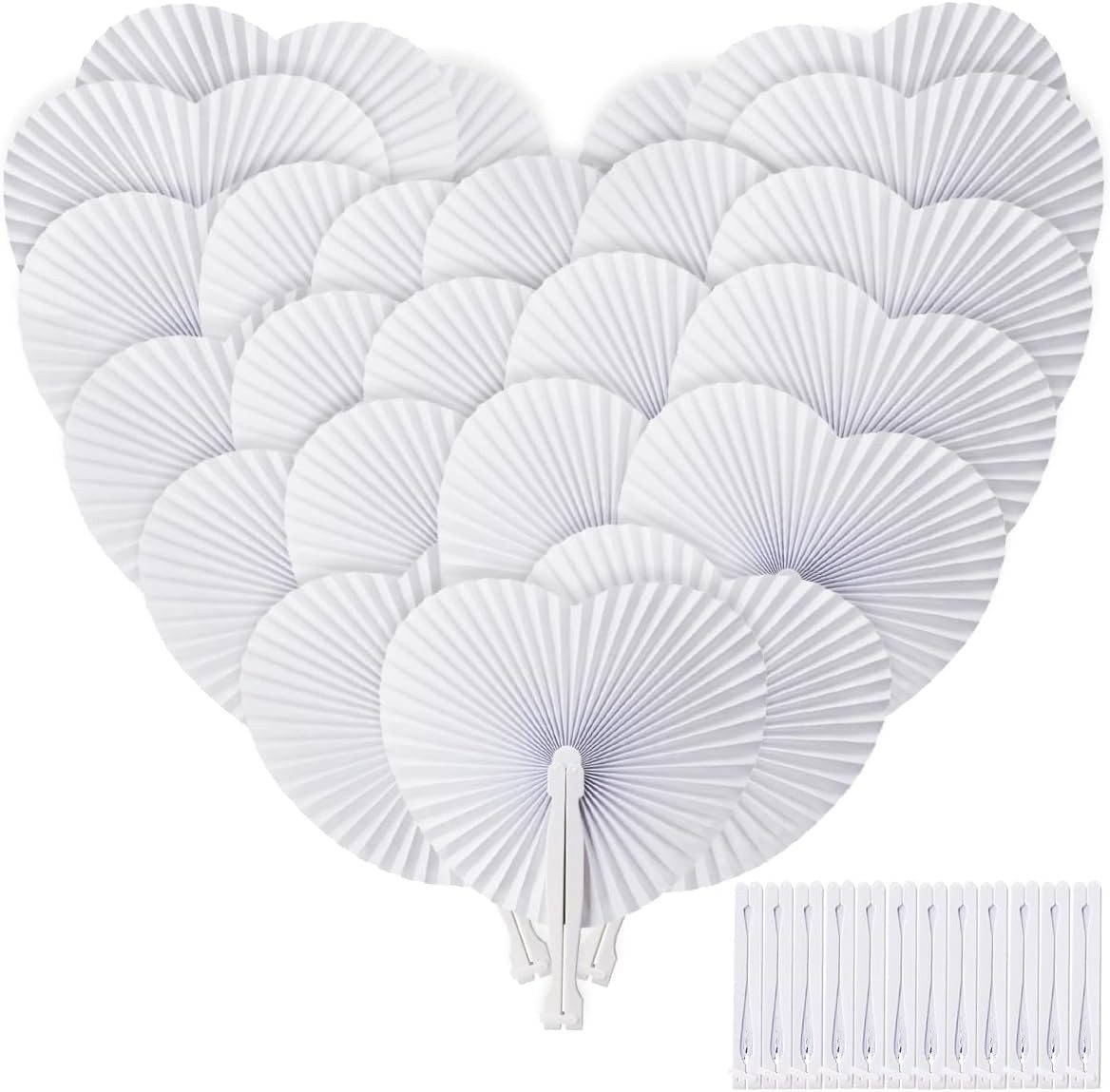 FELIXLEO Papierfächer 36er Hochzeit Fächer Weiß – Papier Handfächer Hochzeitsdeko