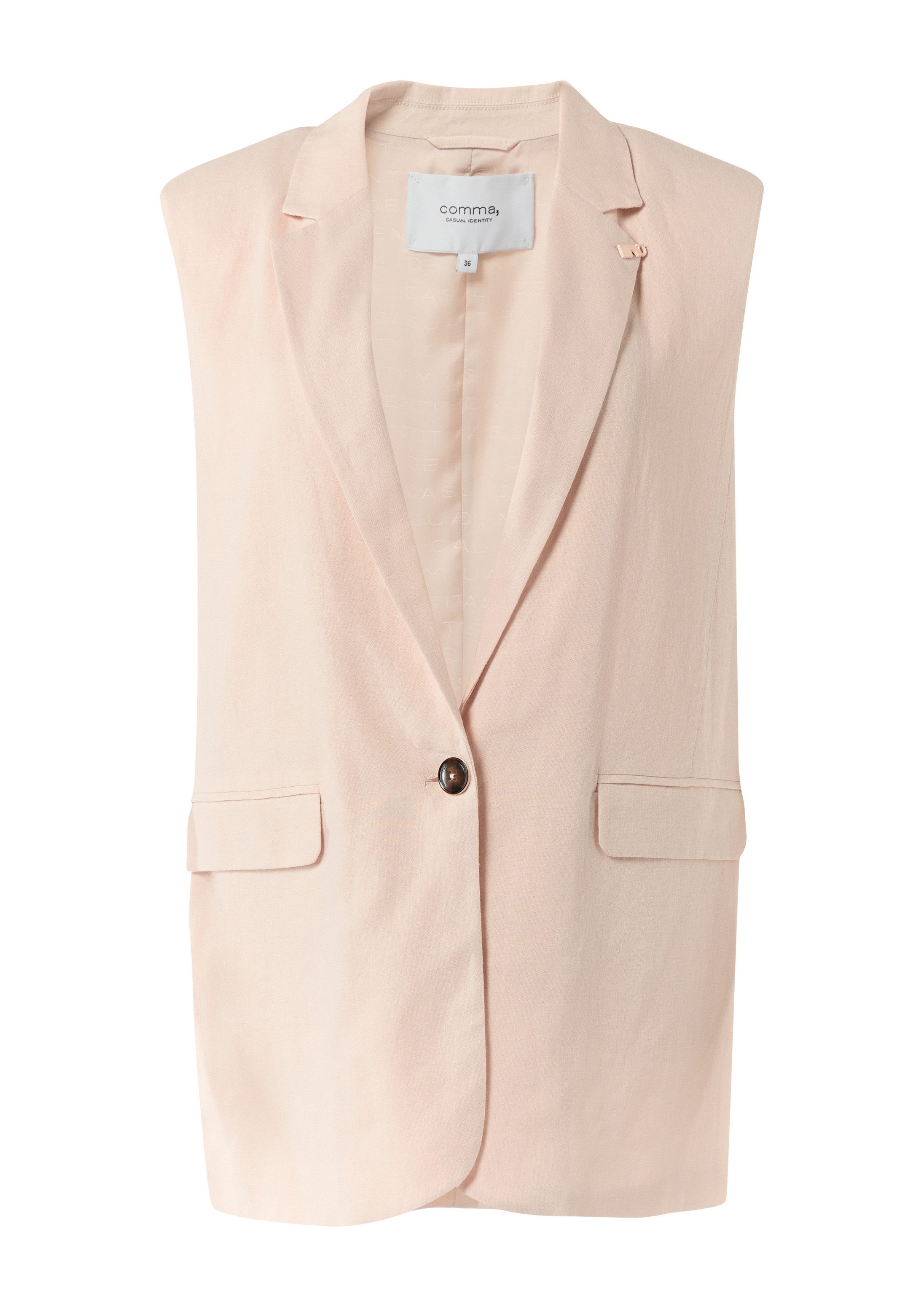 comma Funktionsweste Indoor-Weste Ärmelloser Blazer aus Leinenmix im Loose Fit