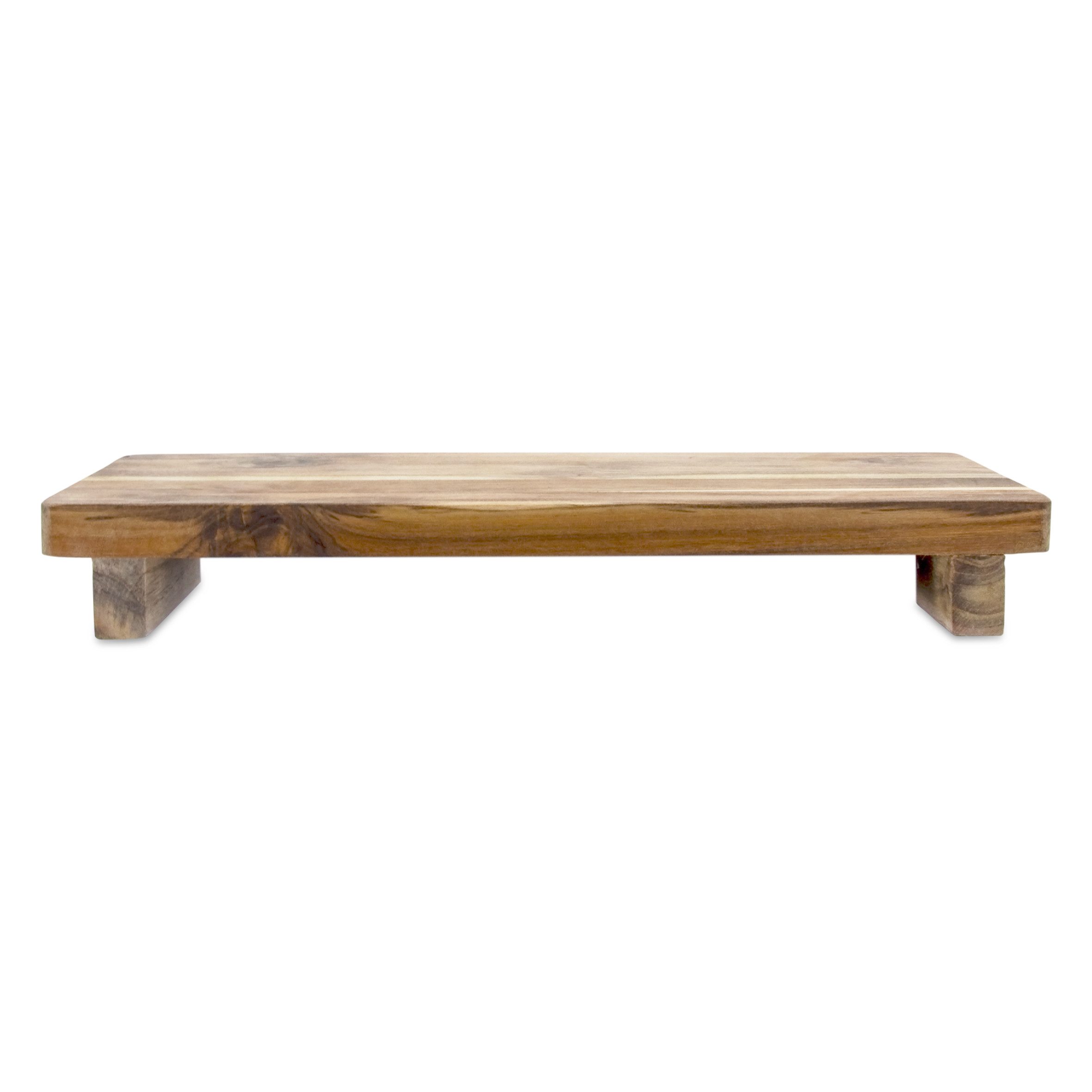 Spetebo Tablett Teakholz Dekotablett rechteckig mit Füßen, Teakholz, (Anzahl, 1-tlg., 1x Tablett), Naturprodukt