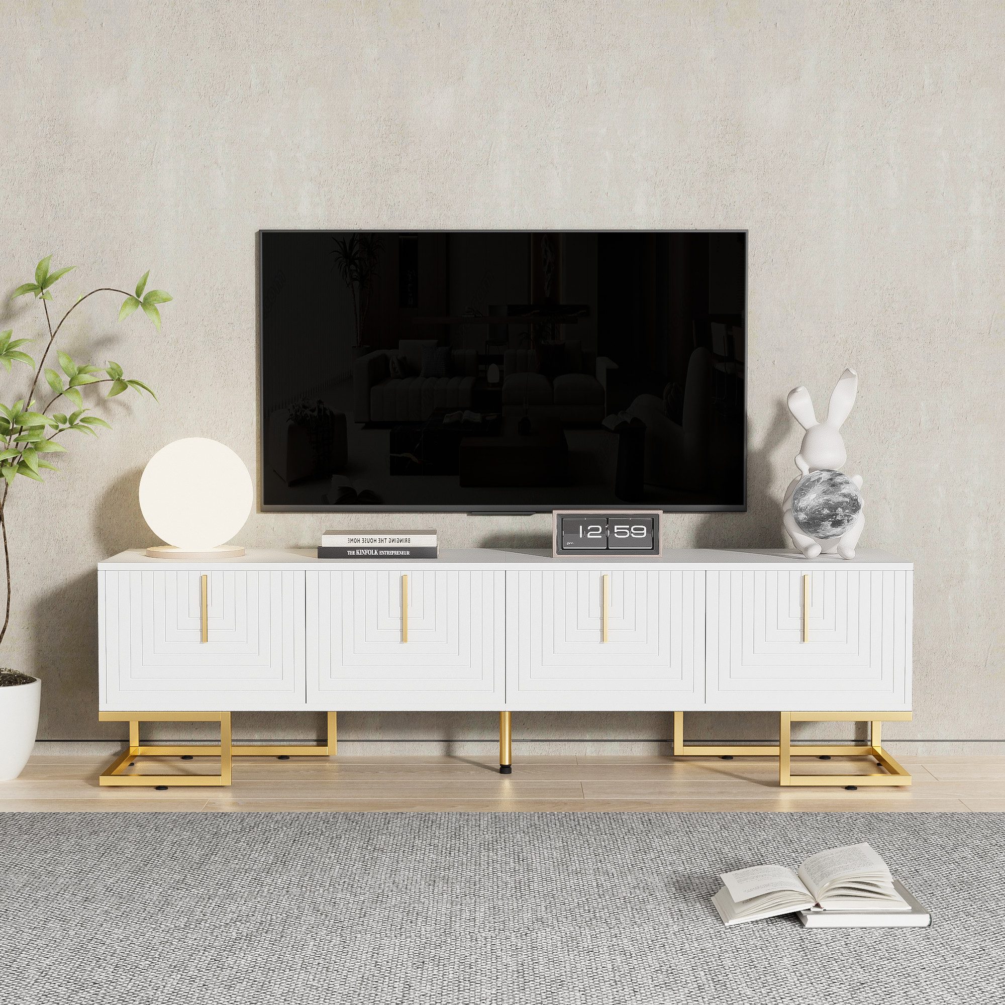 Sweiko Lowboard TV-Möbel,TV-Schrank,TV-Ständer,Fernsehtisch,TV Board (mit 4 günstig online kaufen