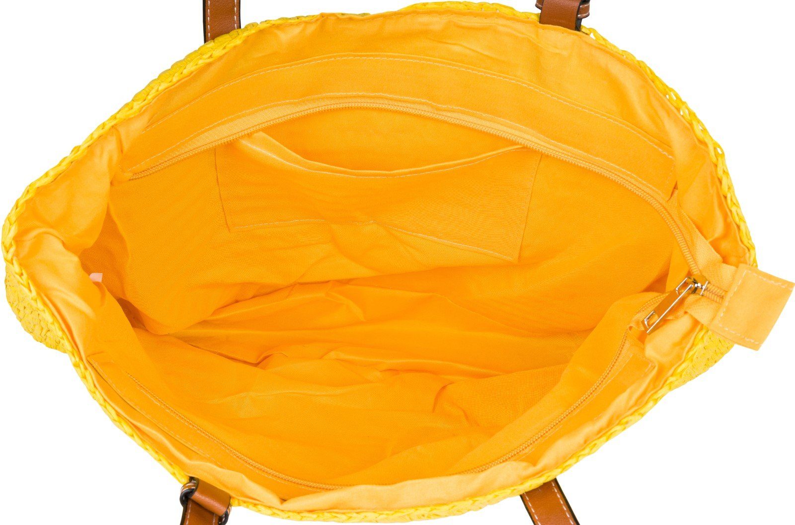 (1-tlg), Schultertasche Korbflecht Basttasche Gelb styleBREAKER - Korbtasche