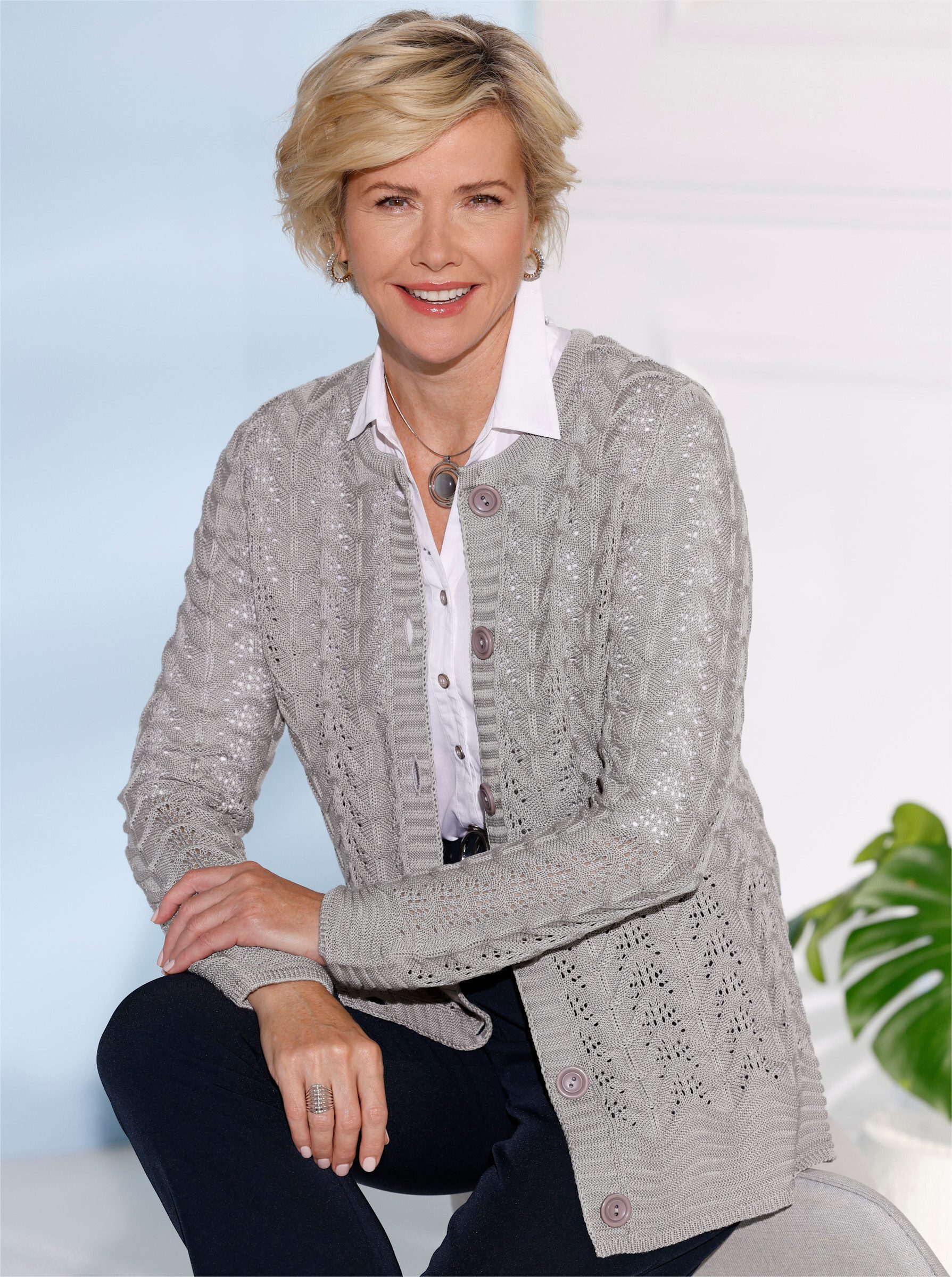 Strickjacke Strickjacke Langarm Ajour