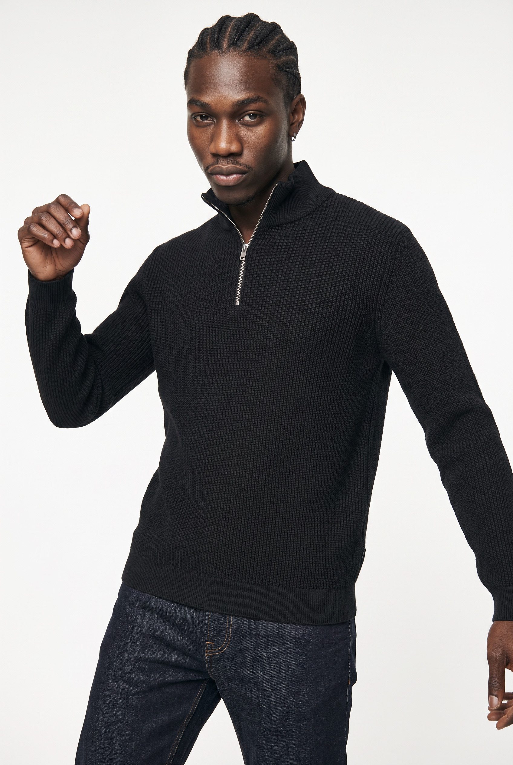 Jack & Jones Troyer JPRBLACONNOR KNIT HALF ZIP Baumwolle, regular fit