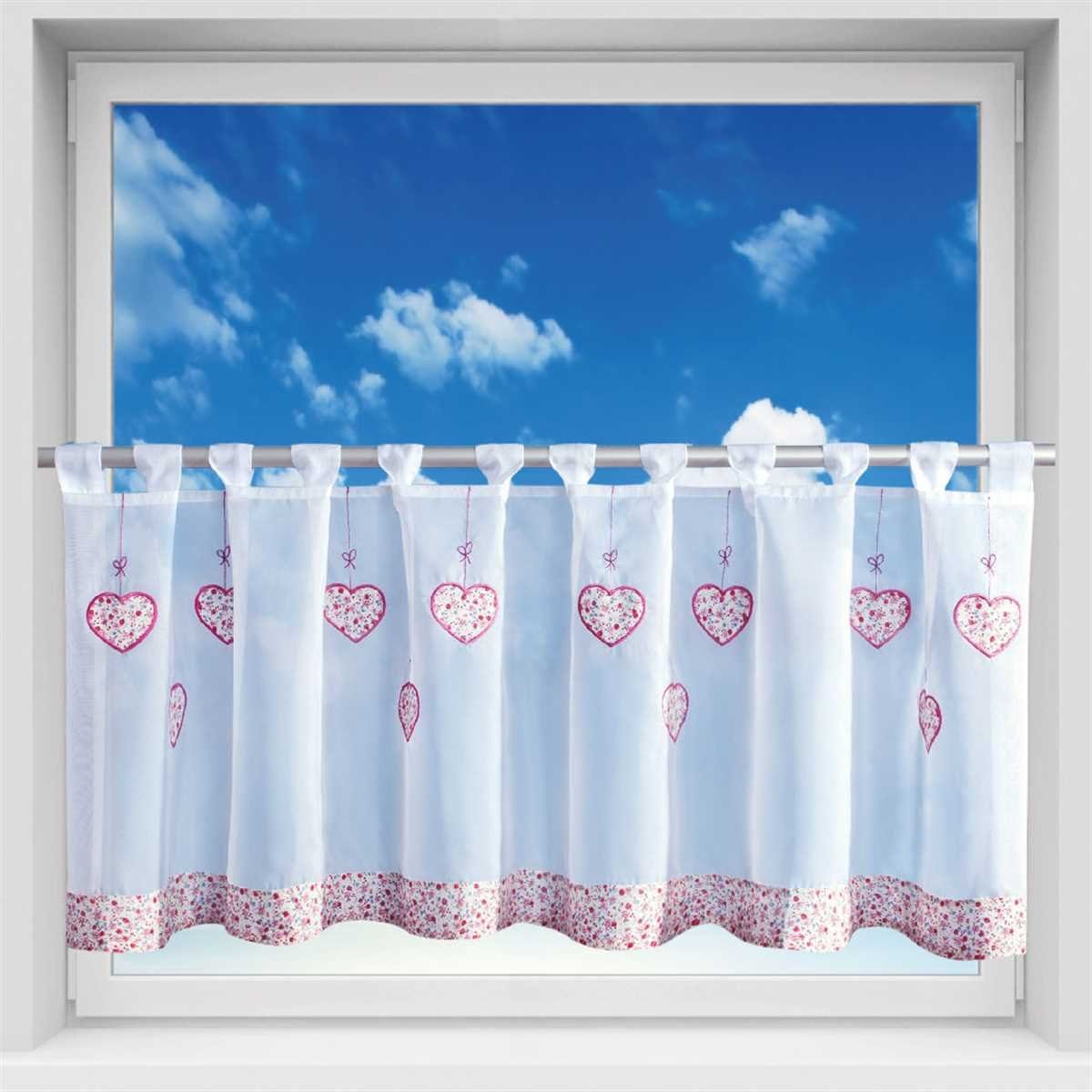 Arsvita Vorhang, Schlaufen, transparent, Voile, Bistrogardine mit Schlaufen, Transparente Küchengardine 150cm x 45cm