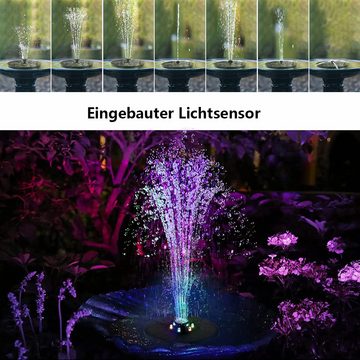 iceagle Gartenbrunnen Solar-Wasserbrunnen mit 6 farbigen LED, 3W Solar-Springbrunnenpumpe, für Außen, Solar Brunnen Gartenbrunnen, 6 LED, 30-60cm