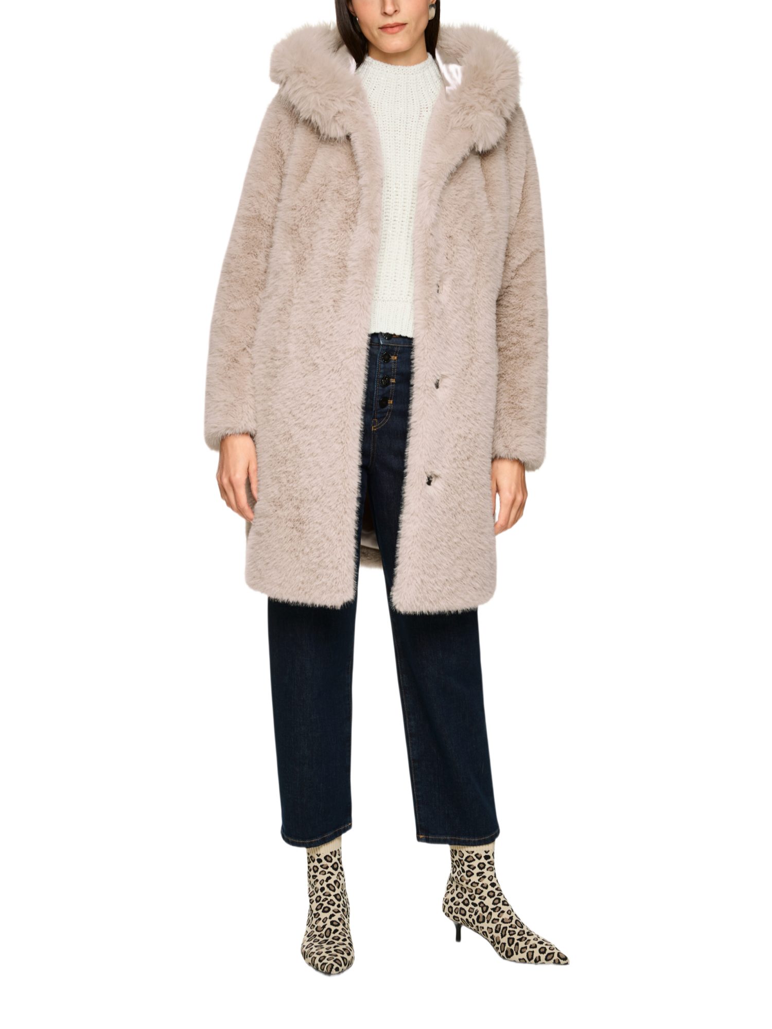 Marc Cain Strickmantel ZA.2 - O - Outdoor natur,Casual,Polyester,Strukturiert,Lang,Gerade