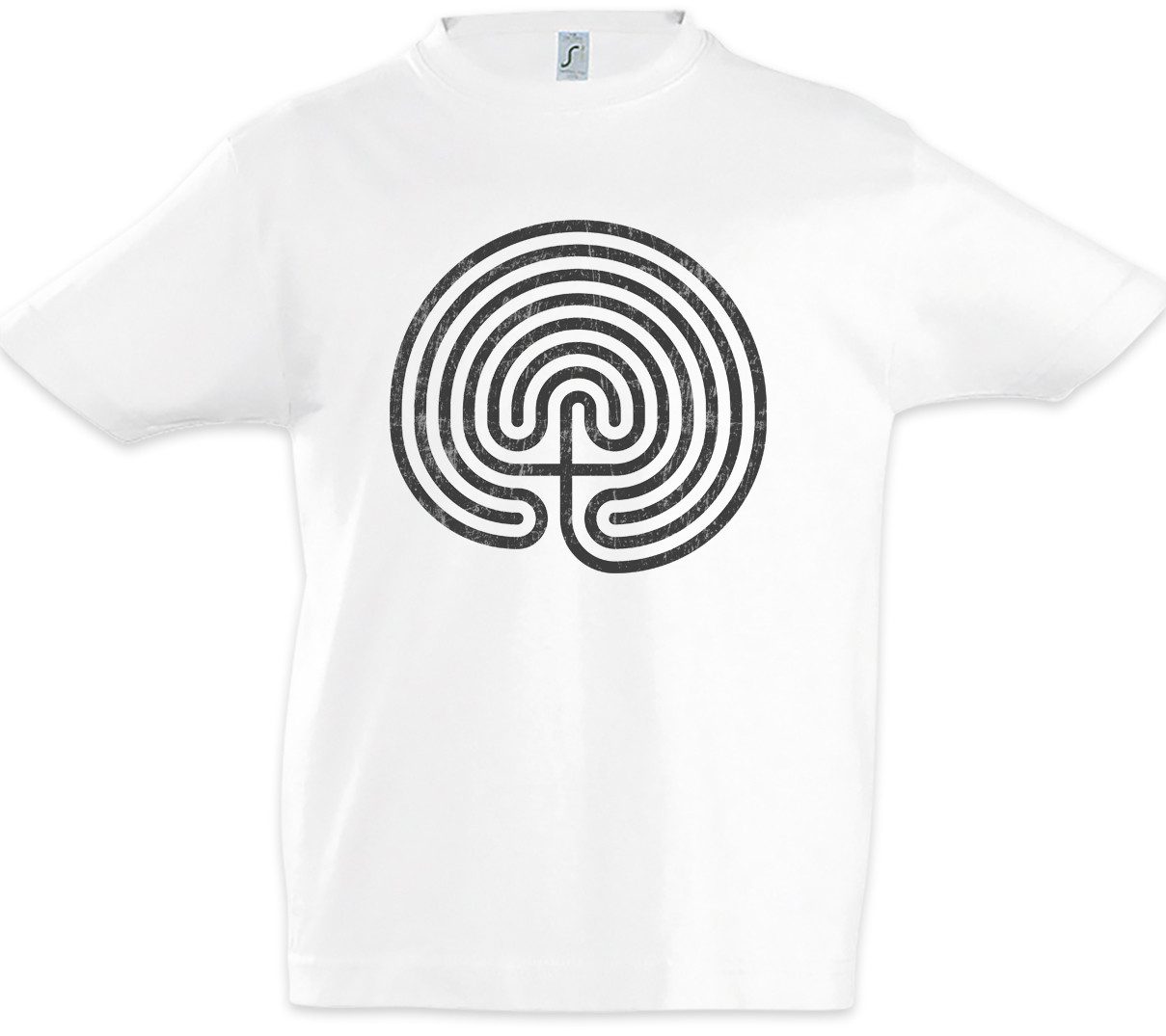 Print-Shirt Cretan Maze Kinder T-Shirt Labyrinth Esoterik Mystik Spirale Hypnose