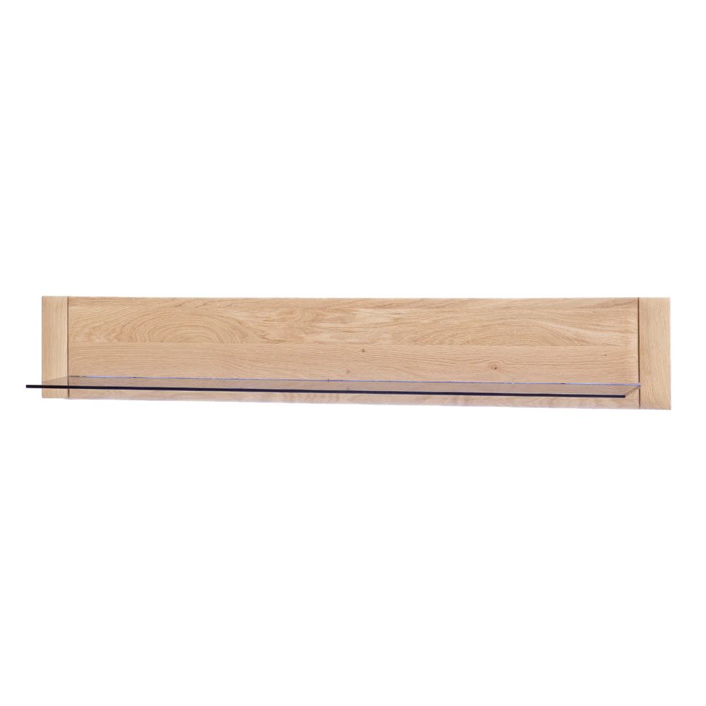 Lomadox Wandregal TIJUANA-05, Eiche massiv, LED Beleuchtung, Glasboden