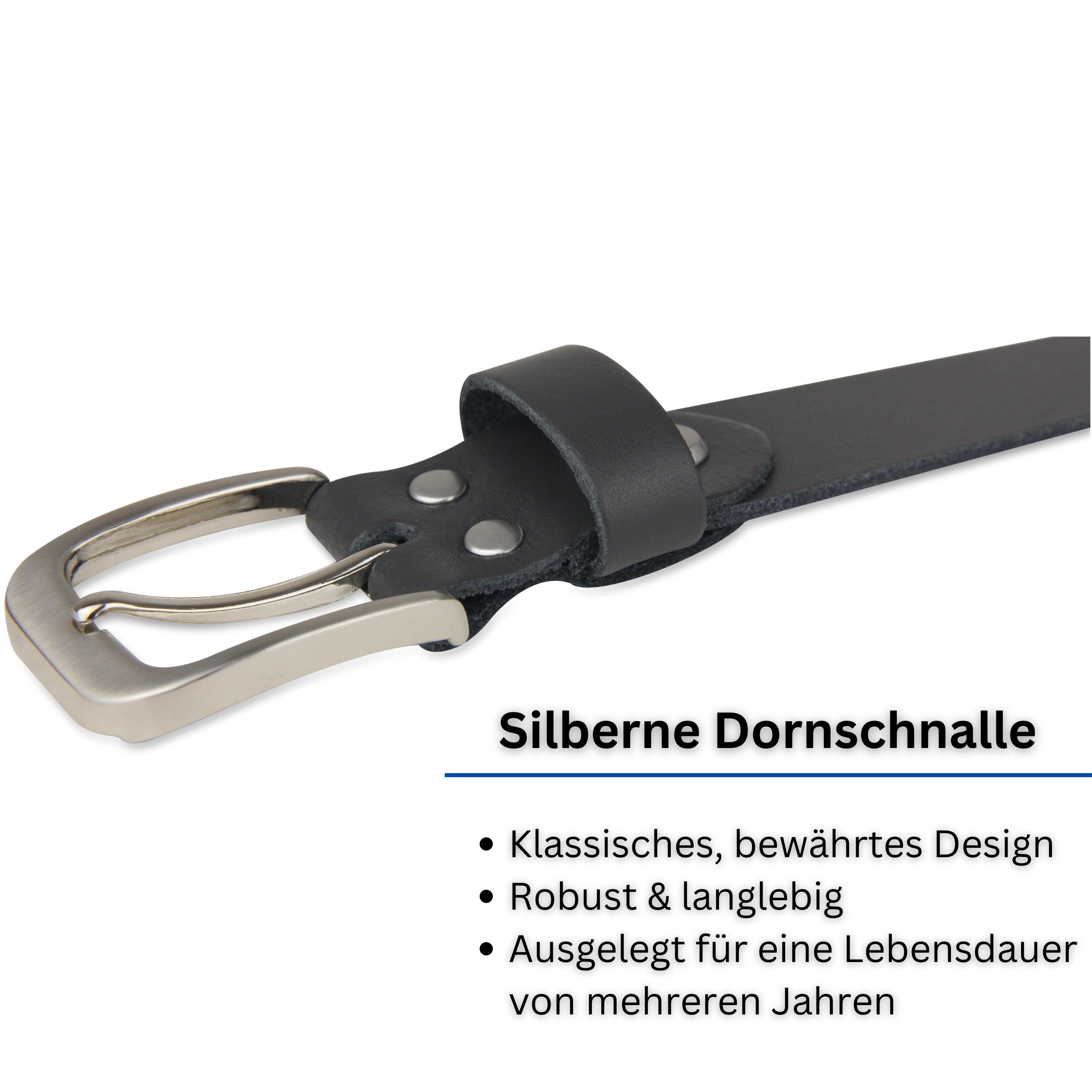 Frentree Ledergürtel aus 100% Echtleder, MADE IN GERMANY 3 cm breiter Gürtel aus Leder, kürzbar, Braun