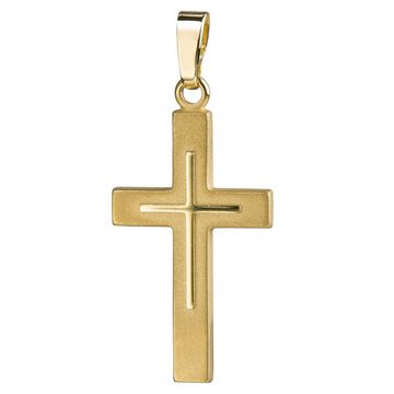 JEVELION Kreuzkette Anhänger 585 Gold - Made in Germany (Goldkreuz, für Damen und Herren), Mit Kette vergoldet- Länge wählbar 36 - 70 cm oder ohne Kette.