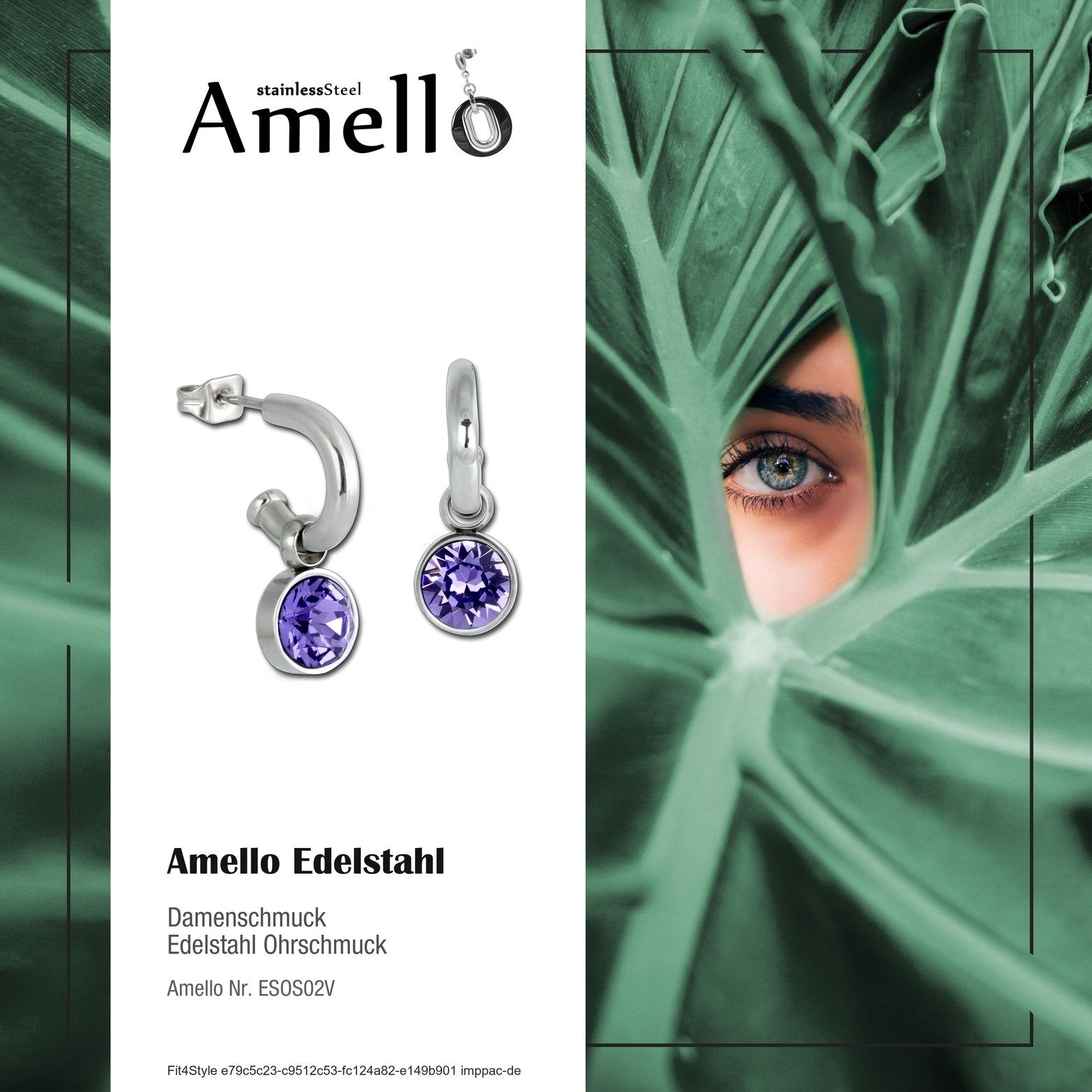 Amello Paar Creolen Amello Ohrringe Edelstahl Creolen lila (Creolen), Damen Creolen aus Edelstahl (Stainless Steel), silberfarben, lila