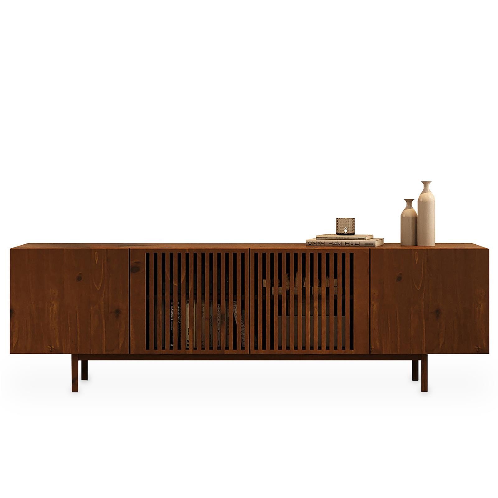 IDIMEX Lowboard LINN, Sideboard 180 cm aus Massivholz mit Lamellentüren Kastanie Finish