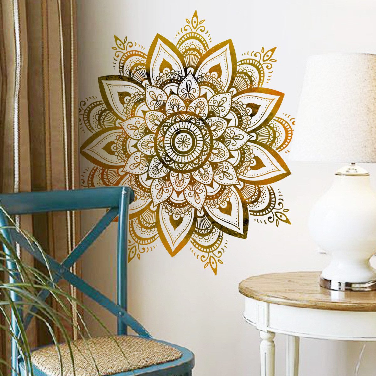MOPUEA Wandtattoo Dekorative Wandaufkleber, Blumen Fenster Wandsticker Pflanzen/Sterne (Gold Wandtattoo Wanddeko für Kinderzimmer Schlafzimmer Wohnzimmer, 1 St) – Bild 4 von 5
