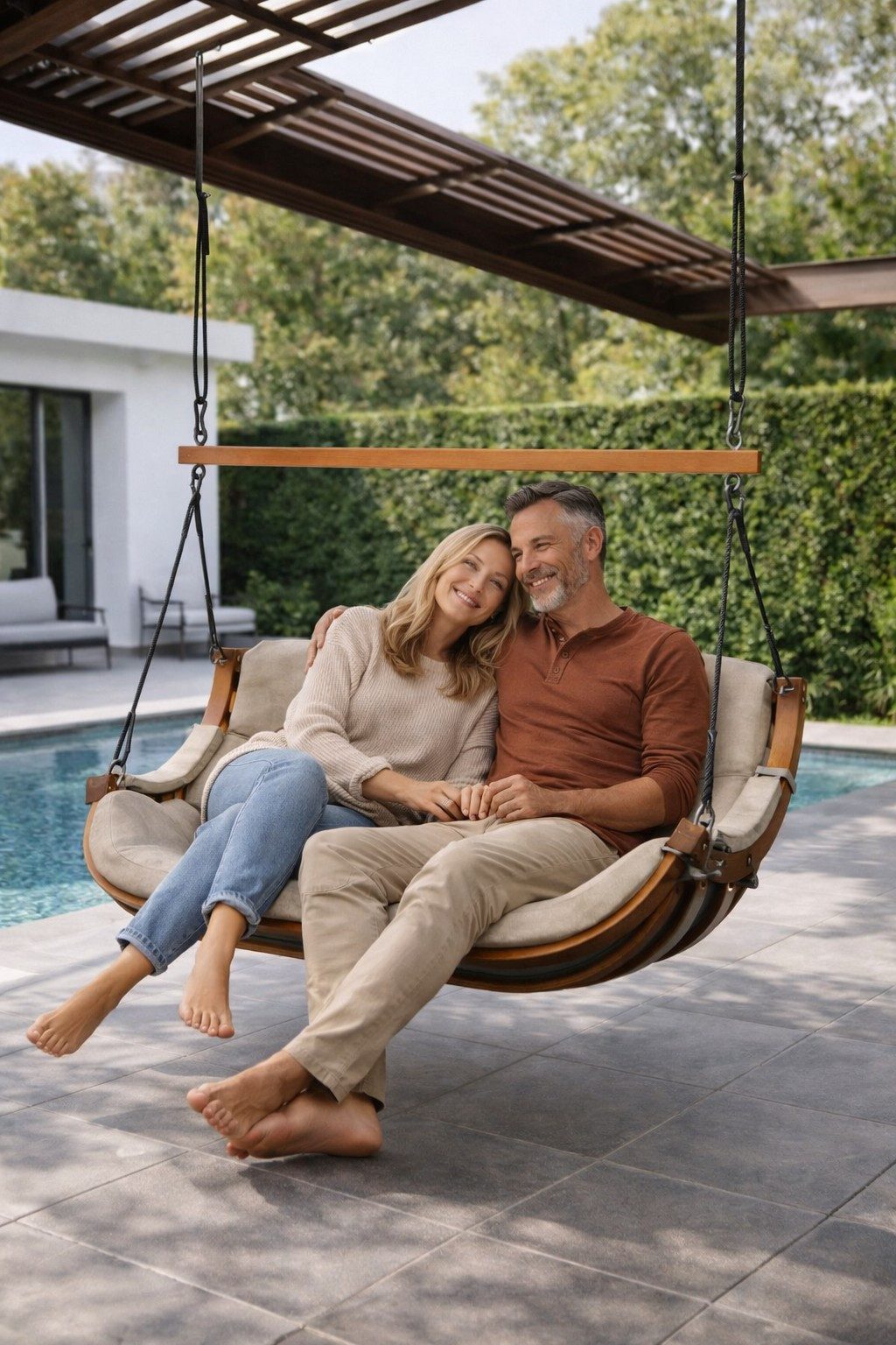 bv-vertrieb Schaukelsessel Doppel-Schaukelsessel Gestell Lärche Hängesessel in- und outdoor, Gestell aus Lärche