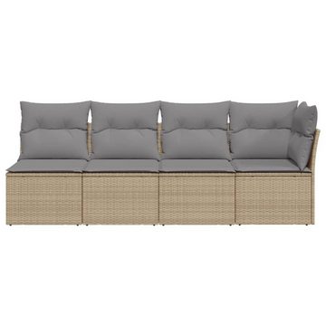 vidaXL Loungesofa Gartensofa mit Kissen 4-Sitzer Beige Poly Rattan