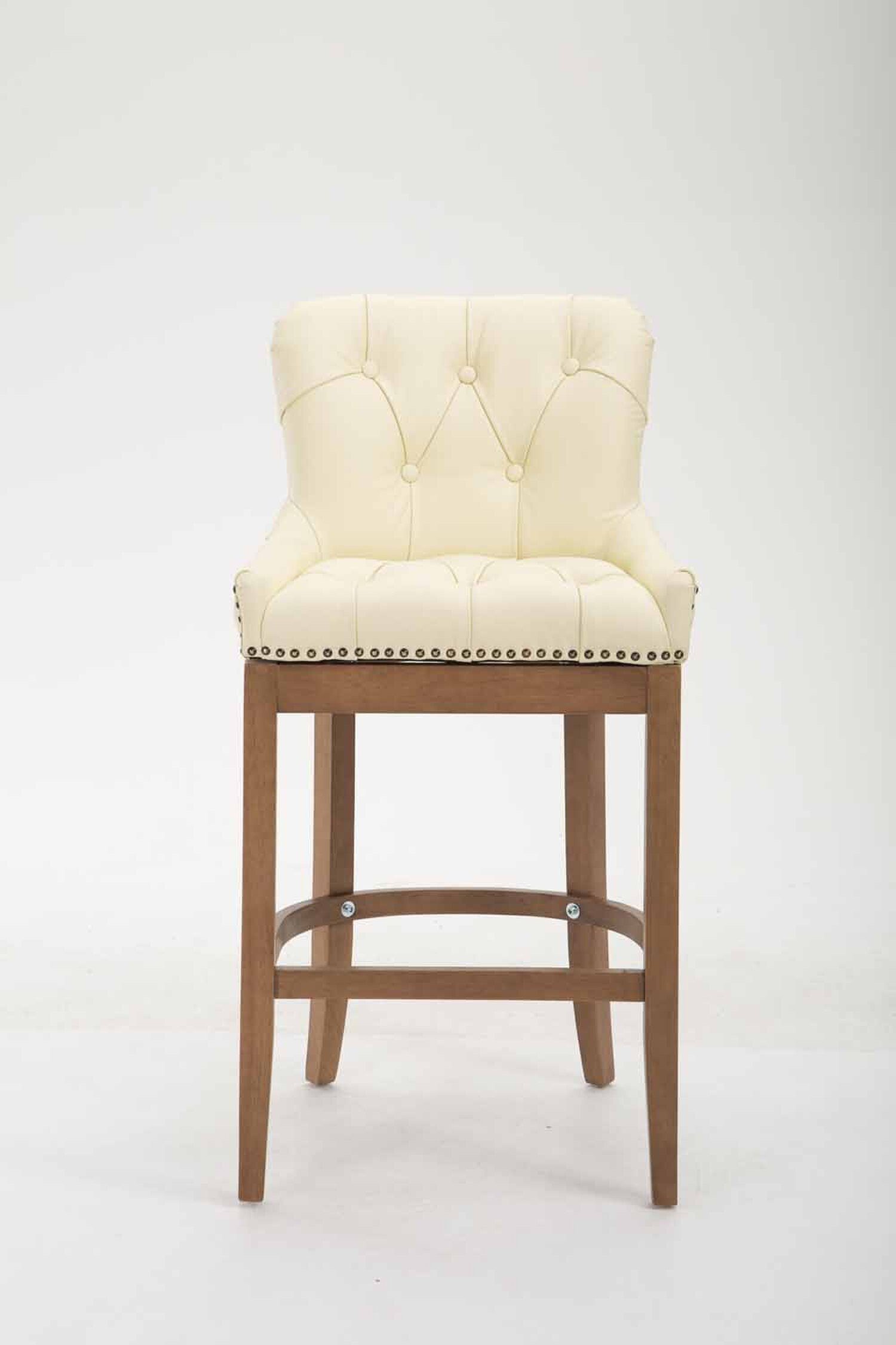 4-Fuß Fußstütze Sitzfläche: TPFLiving - Barhocker - & Theke (mit Hocker hellbraun Lakewood Creme und für Rückenlehne Holz Gestell Küche), Echtleder