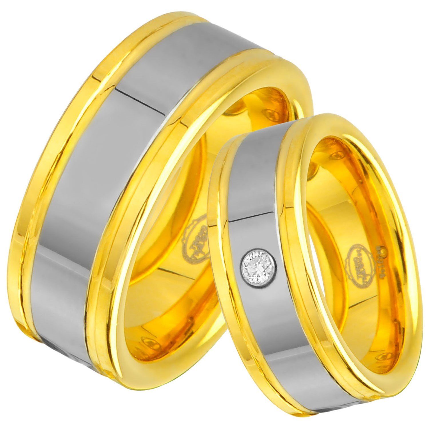 Trauringe GOLD JW19 mit Trauringe123 Hochzeitsringe Platierung TUNGSTEN, Verlobungsringe Trauring WOLFRAM RINGE Partnerringe Eheringe TRAURINGE