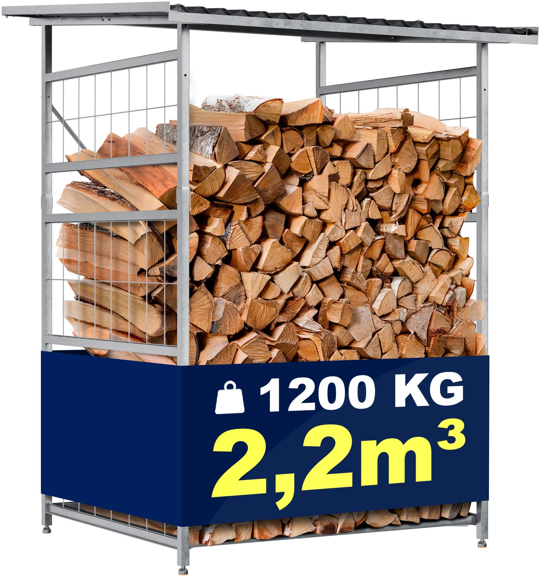 CLP Kaminholzregal Macon, BxTxH:120x110x191 cm, wetterfest, aus feuerverzinktem Stahl