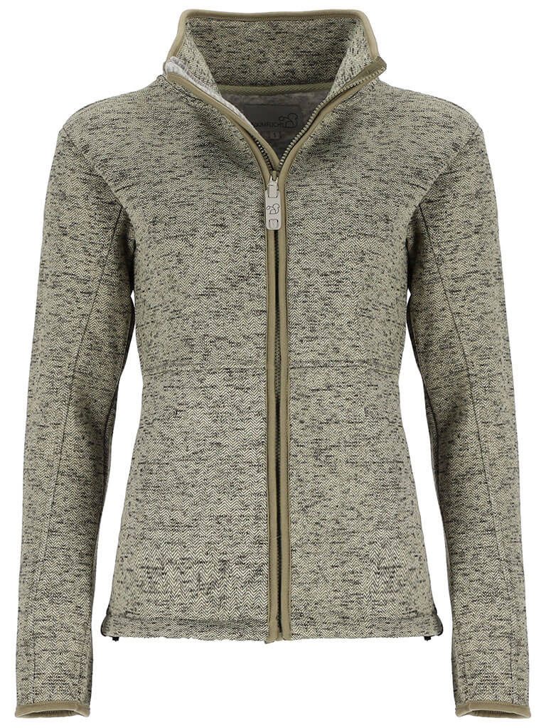 Baumfuchs Strickfleecejacke Damen Fleecejacke im Zick-Zack-Streifen-Design mit Stehkragen