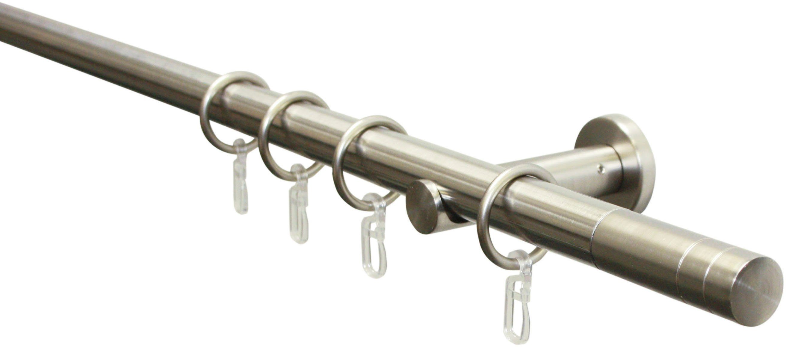 GARDINIA Gardinenstange Gardinenstangen Set Metall, Ø 20 mm, 1-läufig, Fixmaß, verschraubt, Aluminium, 1-Lauf