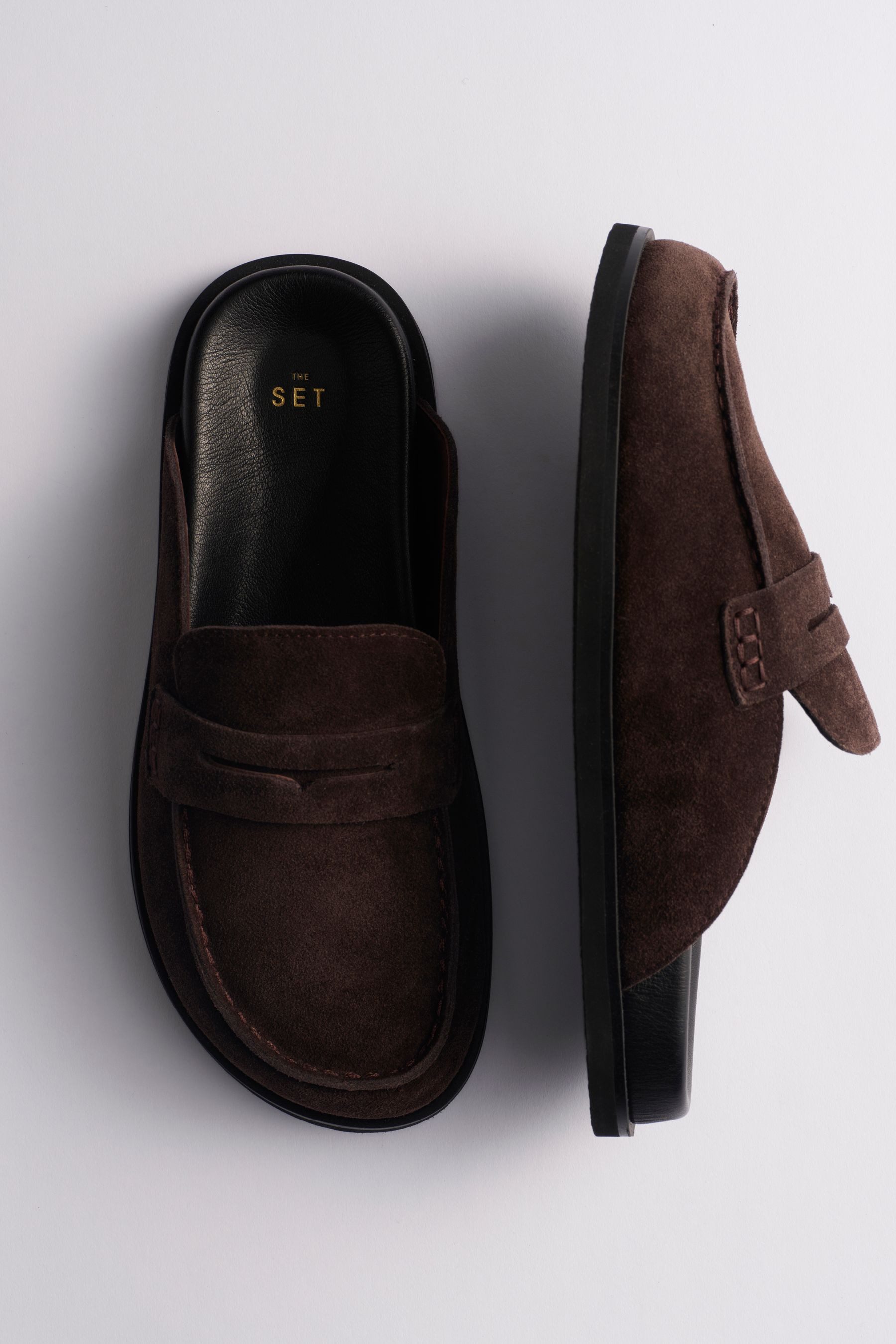 The Set The Set Premium-Pantoletten Veloursleder, Fußbett Loafer (1-tlg)