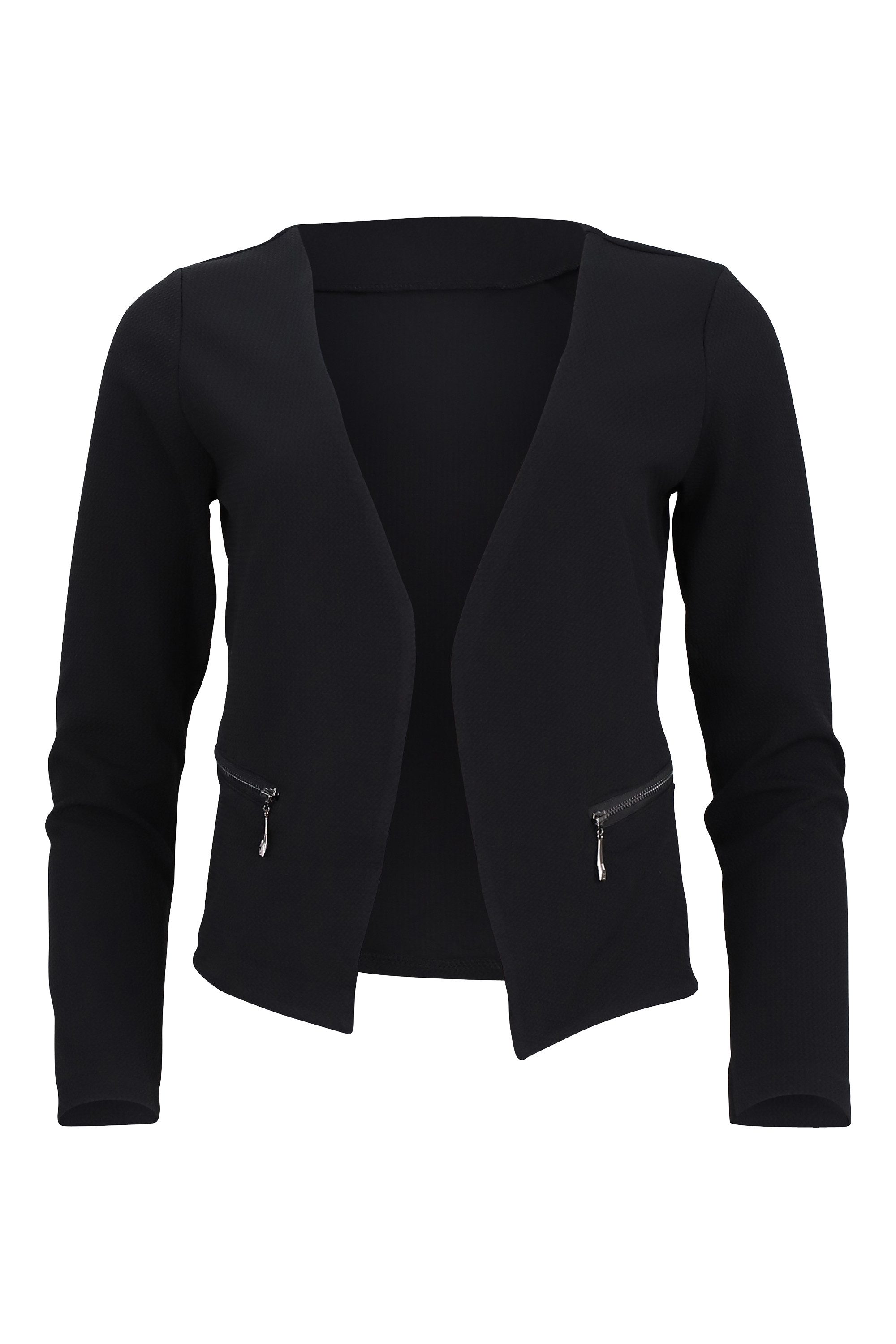 malito more than fashion Jackenblazer malito Damen Blazer ohne Kragen, Sakko im Basic Look, Kurzjacke mit Sweatblazer im Basic-Look