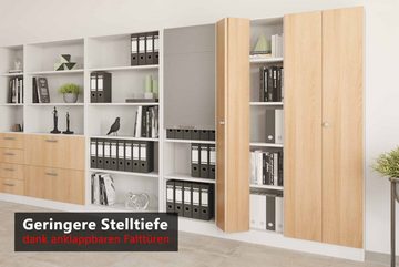 bümö Aktenschrank office Falttürenschrank - 5 Ordnerhöhen Dekor: Weiß