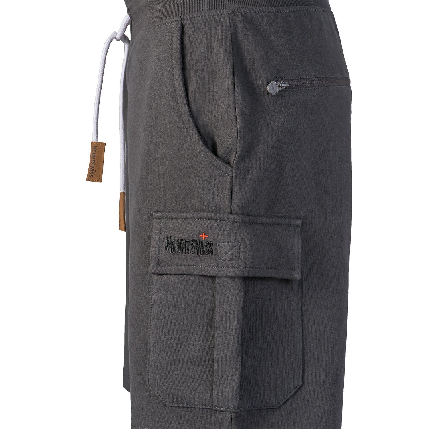 Mount Swiss Shorts Mount Swiss Kurze CARGO Freizeithose Herren (1-tlg) 2 Seitentaschen, 2 Beintaschen + 2 Gesäßtaschen mit Reißverschluss