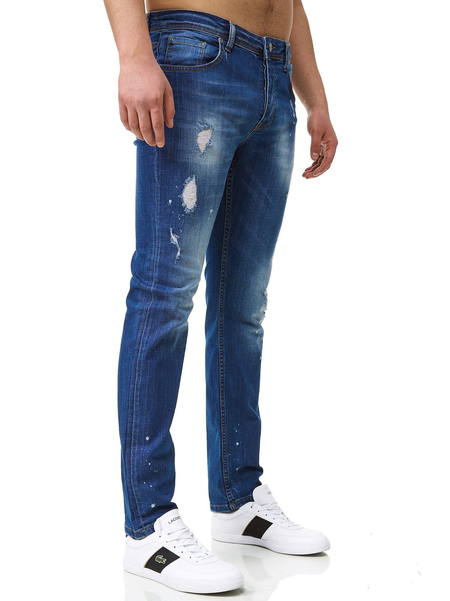 John Kayna Slim-fit-Jeans Herren Jeans Slim Fit Jeanshose Denim Herrenjeans Designer Herrenhose (Jeanshose Designerjeans Bootcut, 1-tlg) Freizeit Business Casual Blau 710