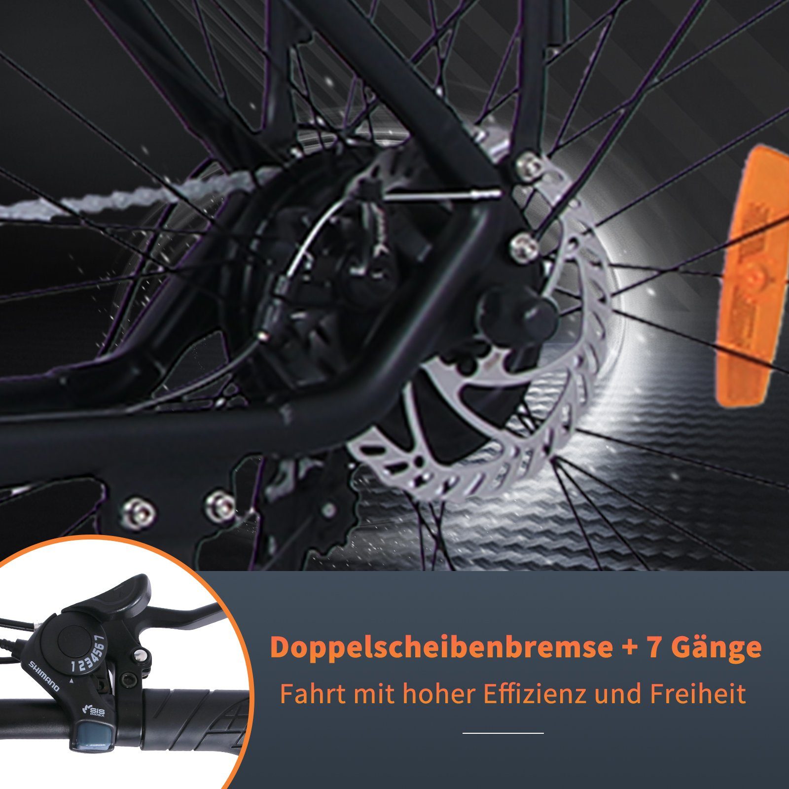 cm, Herren Elektrofahrrad 7 StVZO E-Bike Gang schwarz Heckmotor der 7 Damen Elektrofahrrad 25km/h, - Zoll Shimano, 170 und für 27,5 36V15Ah MTB COLORWAY Gang Heckmotor, 190 innerhalb Kettenschaltung,