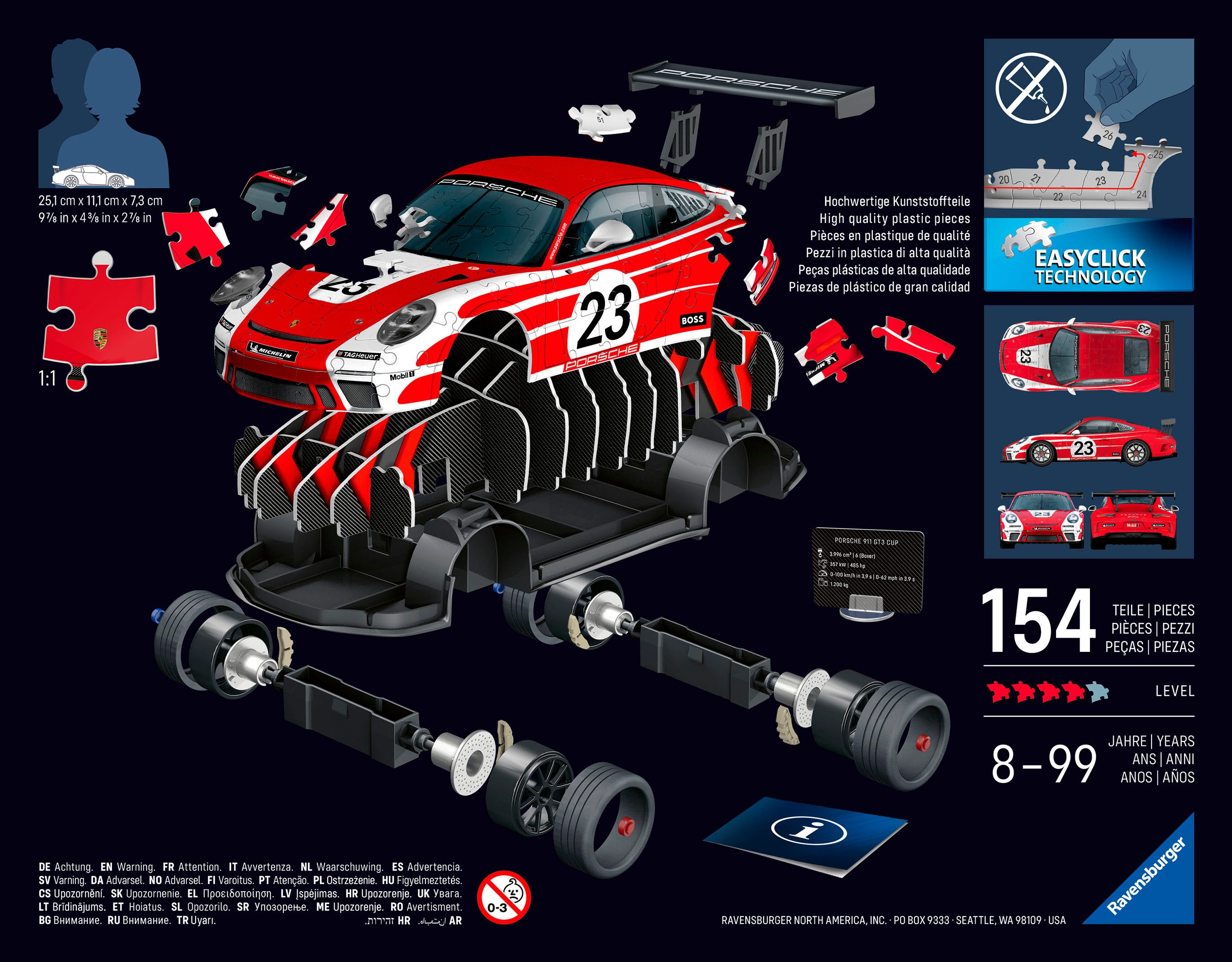 Ravensburger 3D-Puzzle Iconics: Porsche 911 "Salzburg Edition", 108 Puzzleteile, Made in Europe