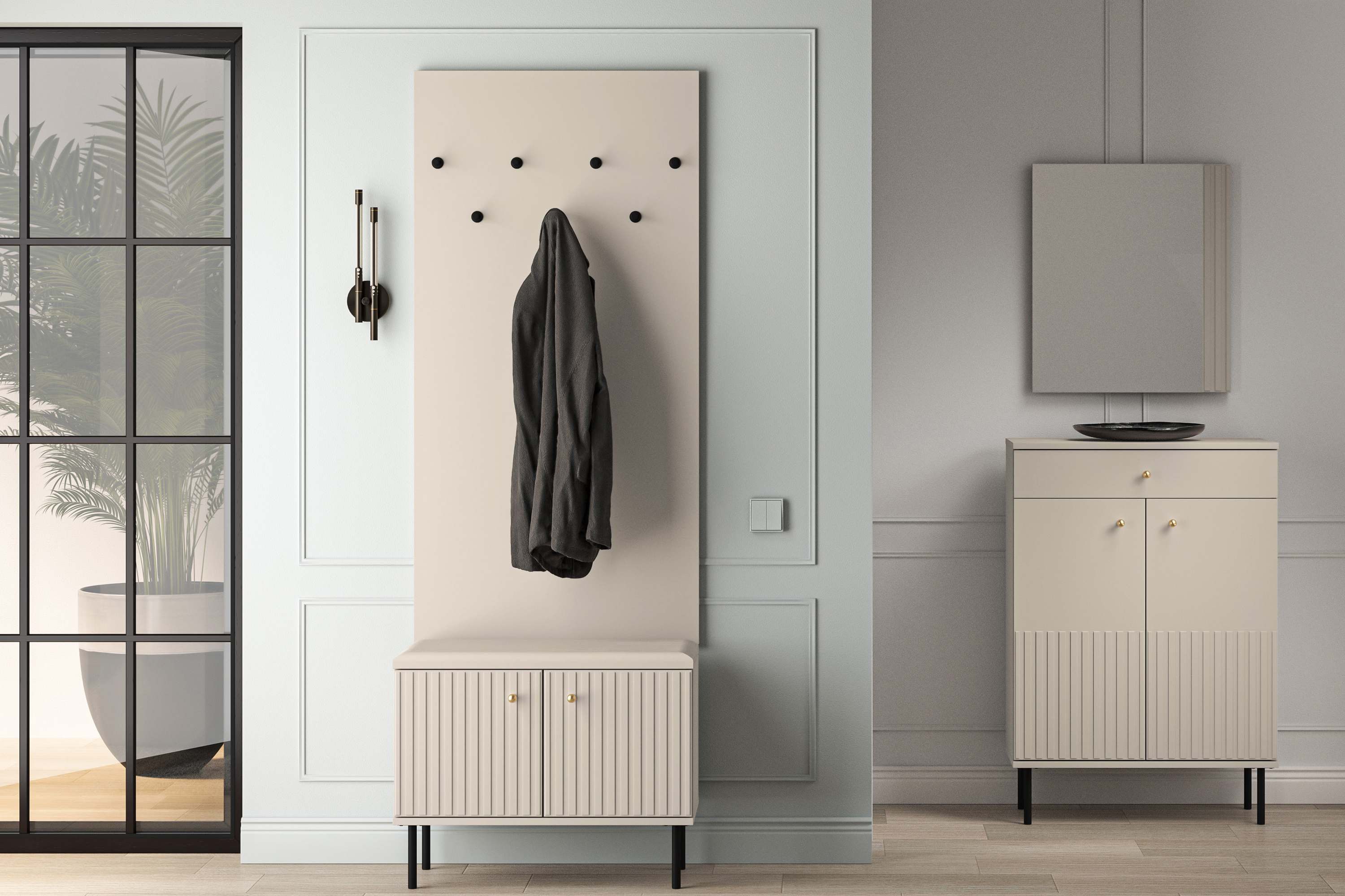 KONSIMO® Garderobenpaneel DROMA 7 Kleiderhaken, hergestellt günstig online kaufen