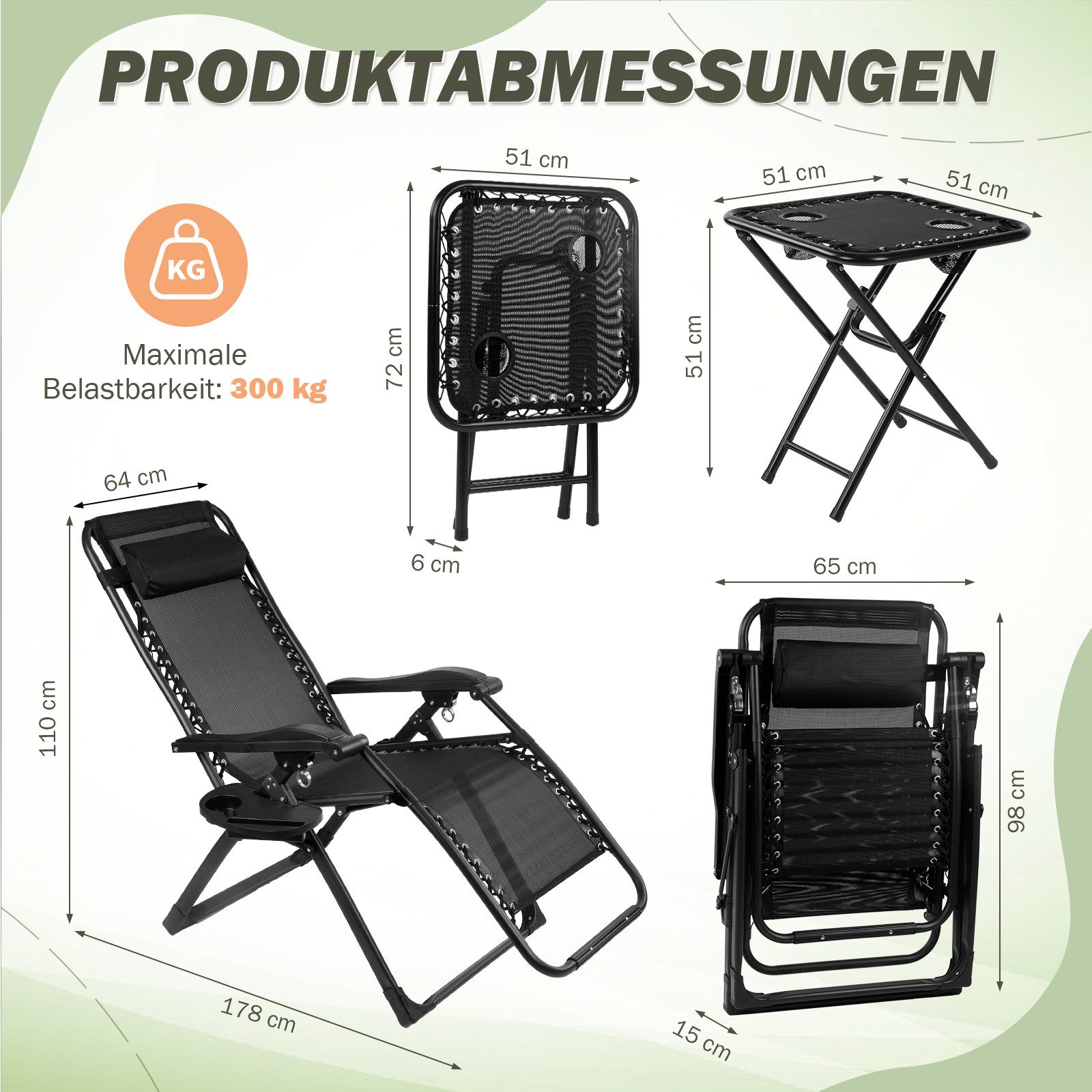 Homewit Gartenliege Klappbare Liegestuhl, mit Getränkehalter günstig online kaufen