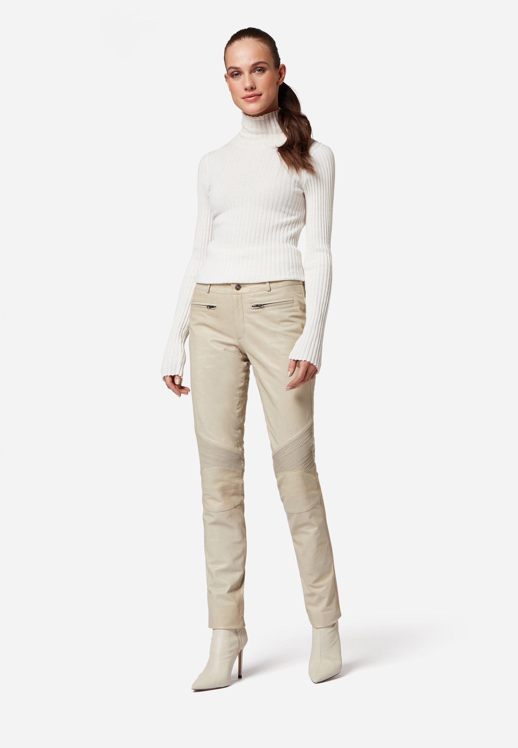 RICANO Lederhose Donna Lederhose mit Biker-Elementen günstig online kaufen