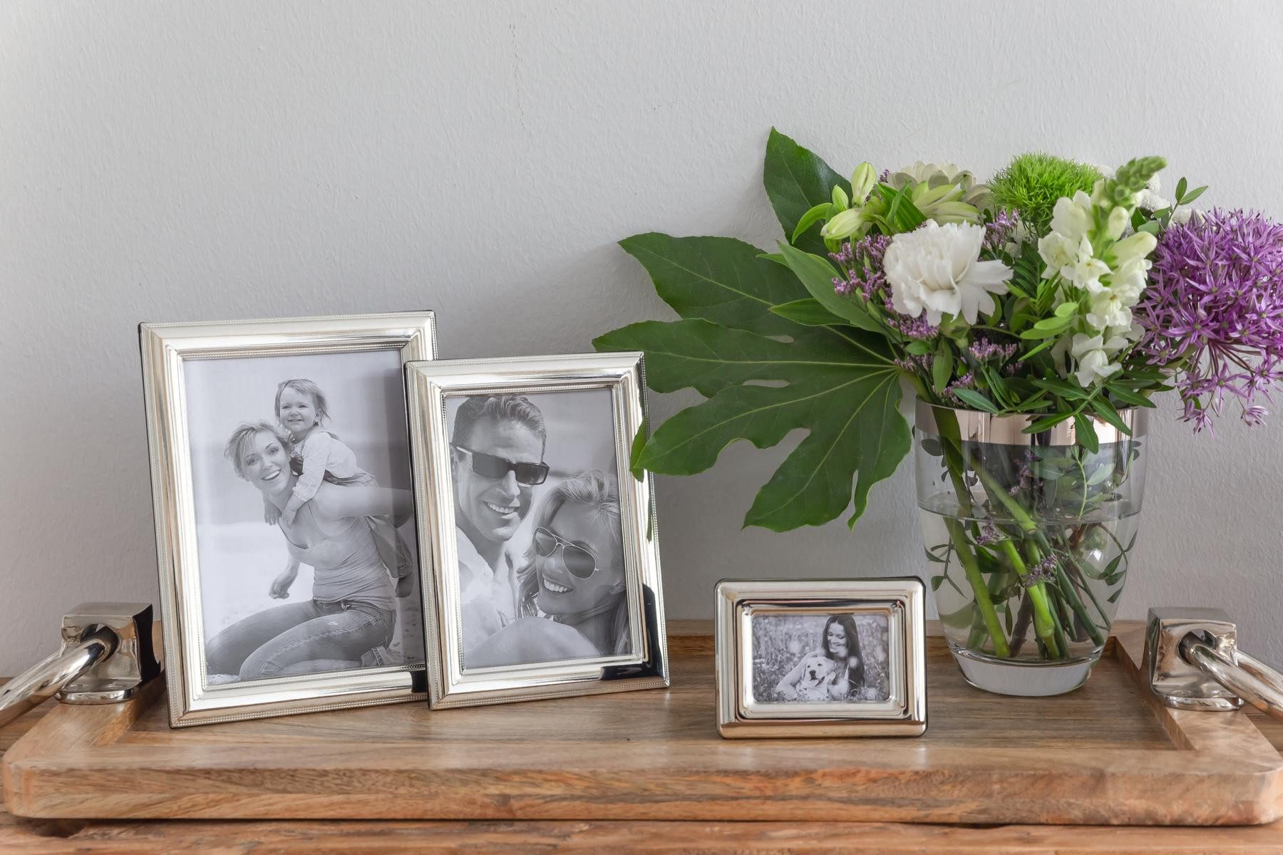 EDZARD Bilderrahmen Bari, versilbert und anlaufgeschützt, für 5x8 cm Bilder – Fotorahmen