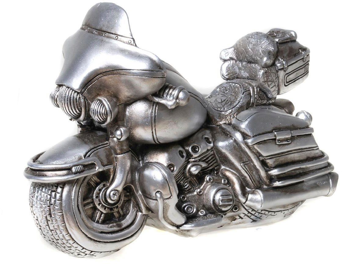 Spardose Motorrad / Chopper, silberfarben