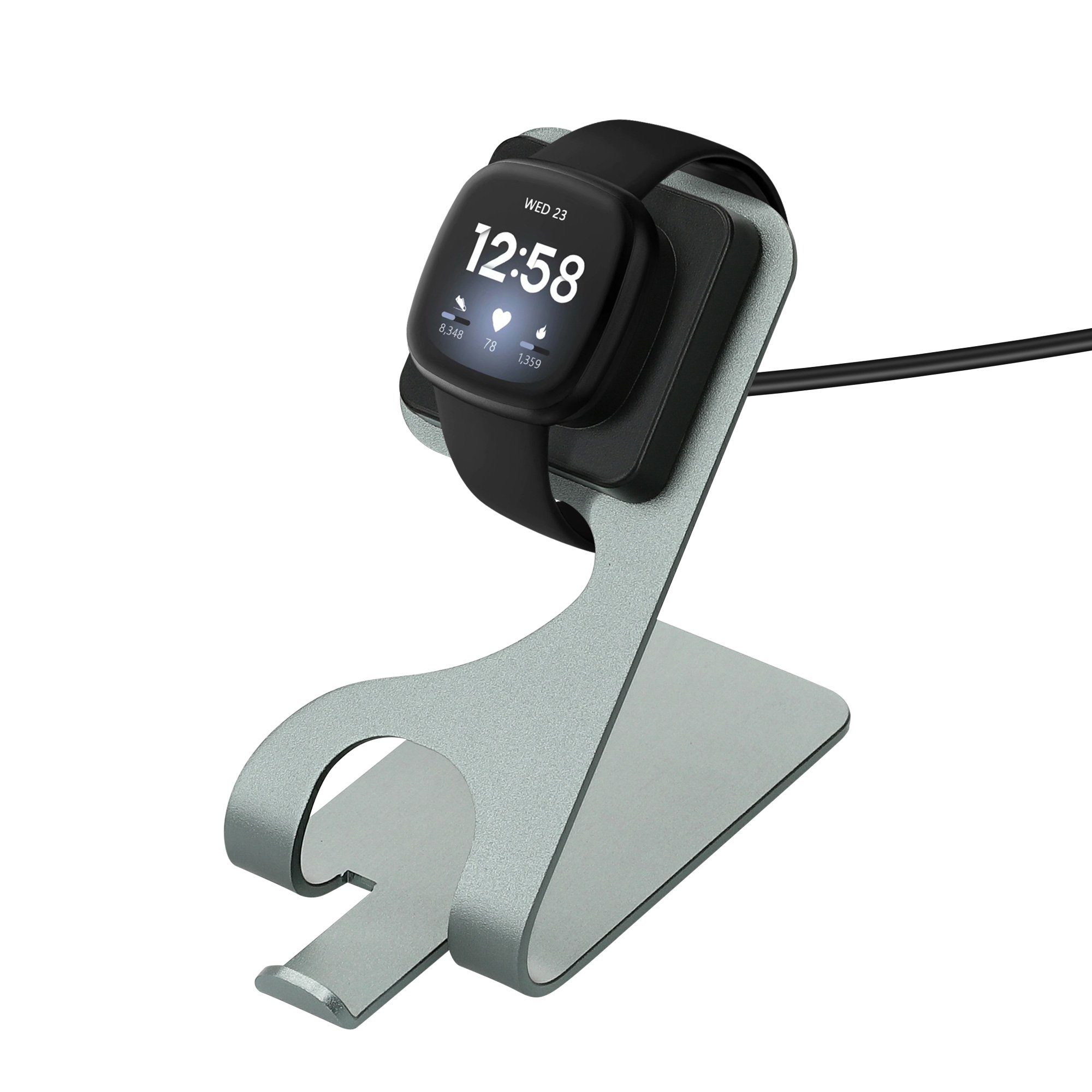 kwmobile USB Ladegerät für Fitbit Versa 4 / Sense 2 / Versa 3 / Sense USB- Ladegerät (USB Kabel Charger Stand - Smart Watch Ladestation - mit  Standfunktion)