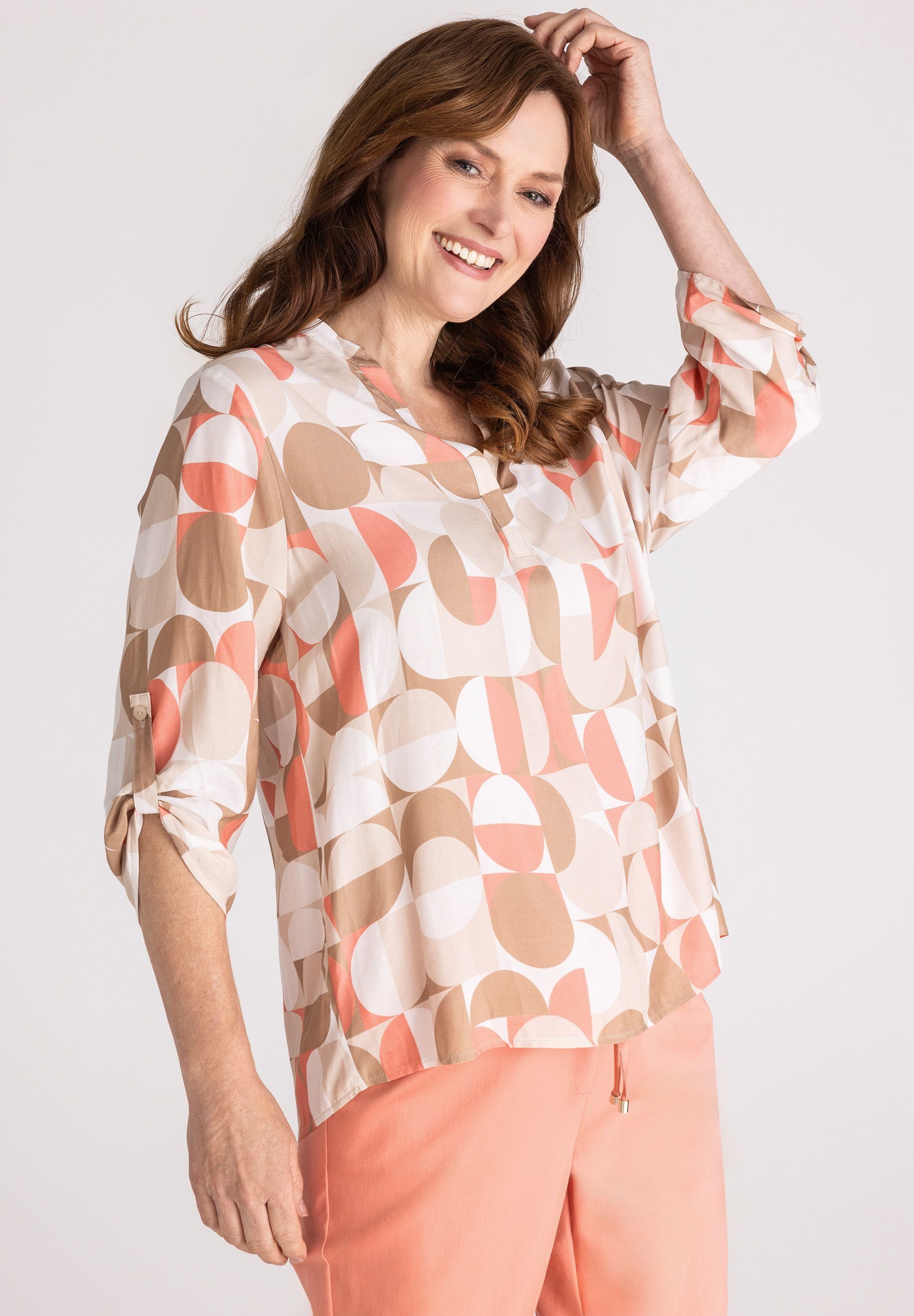 FRANK WALDER Klassische Bluse mit Ärmelumschlag