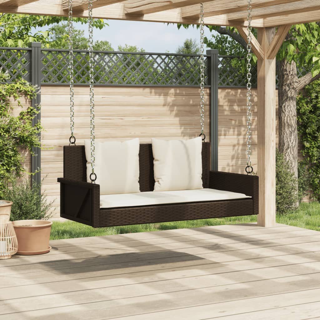 vidaXL Gartenbank Hängebank mit Kissen Braun günstig online kaufen