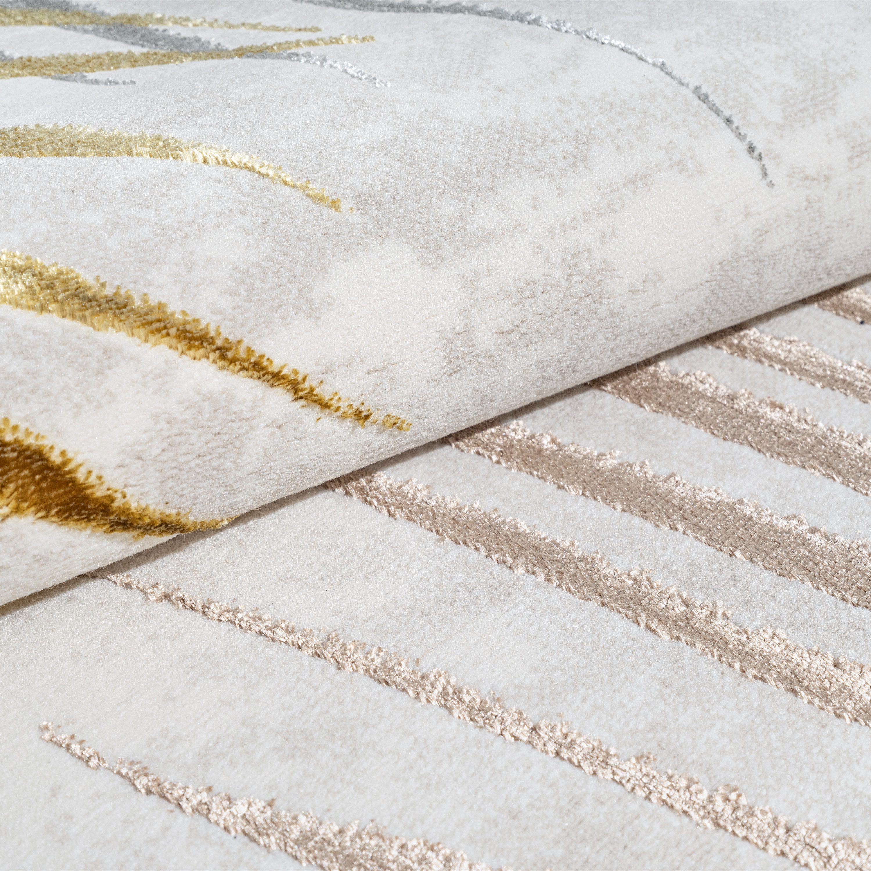 OTTO home Teppich Luvvi, rechteckig, Höhe: 8 mm, Kurzflor, modernes Blätter Design, Hoch-Tief-Struktur, Wohnzimmer