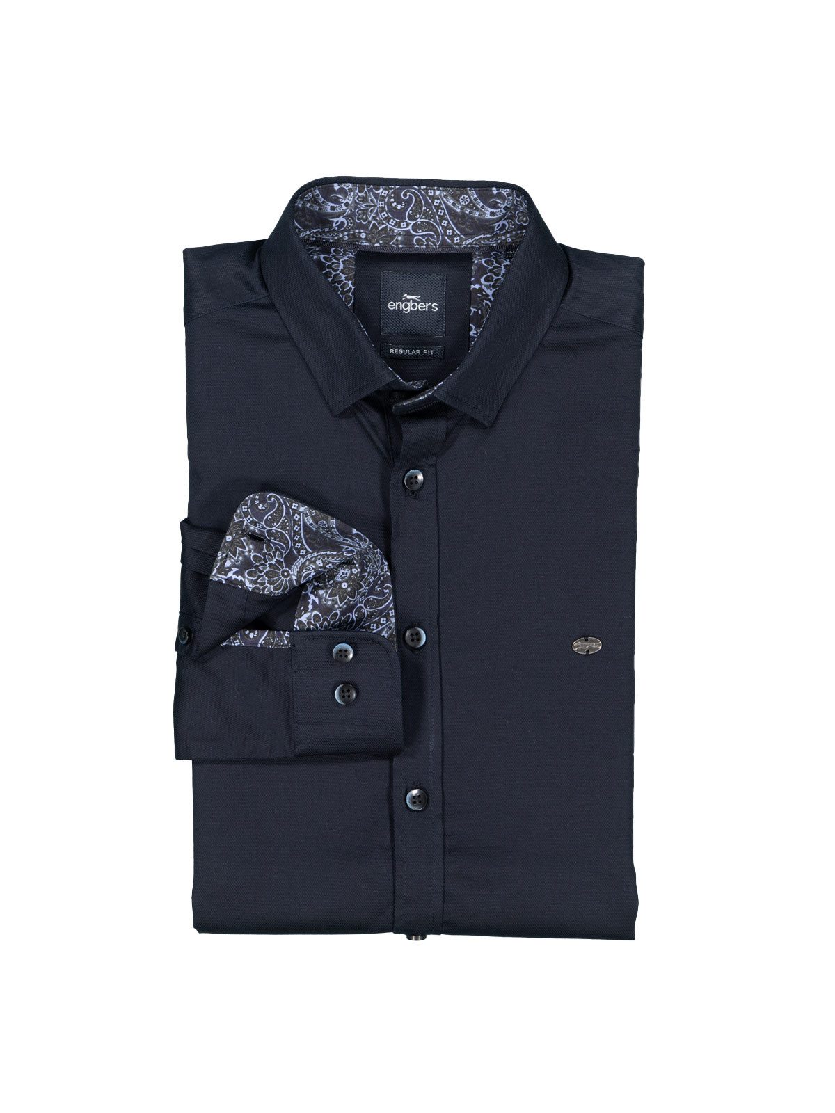 Engbers Langarmhemd engbers Herren Langarm-Hemd uni, Marineblau günstig online kaufen