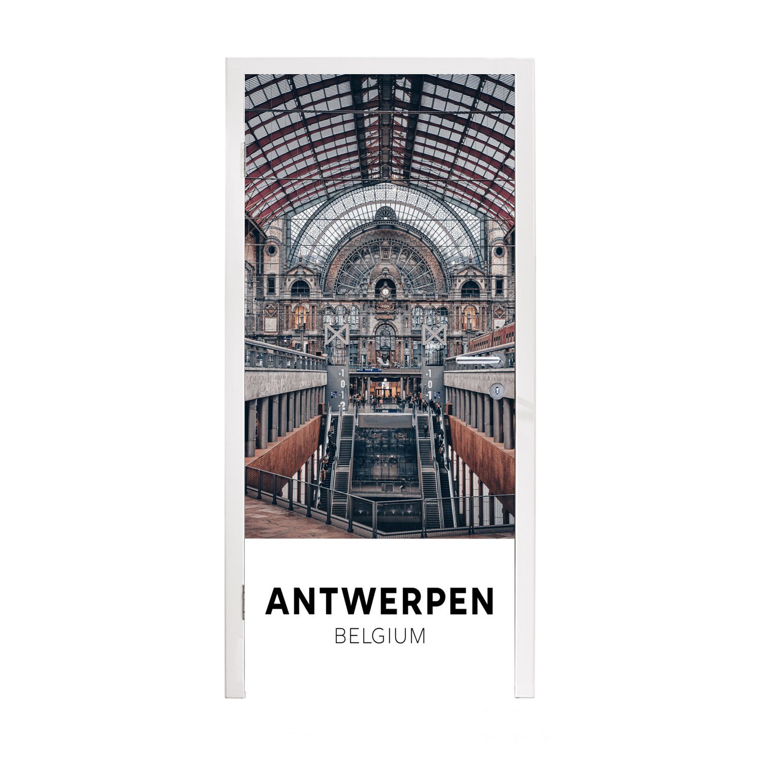 MuchoWow Türtapete Antwerpen - Belgien - Zug, Matt, bedruckt, (1 St), Fototapete für Tür, Türaufkleber, 75x205 cm