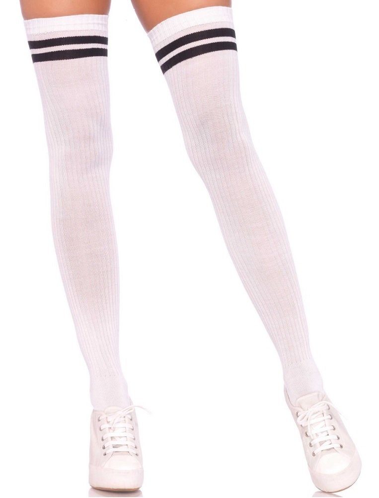 Leg Avenue Halterlose Strümpfe Halterlose Overknees Strümpfe weiß mit schwa günstig online kaufen