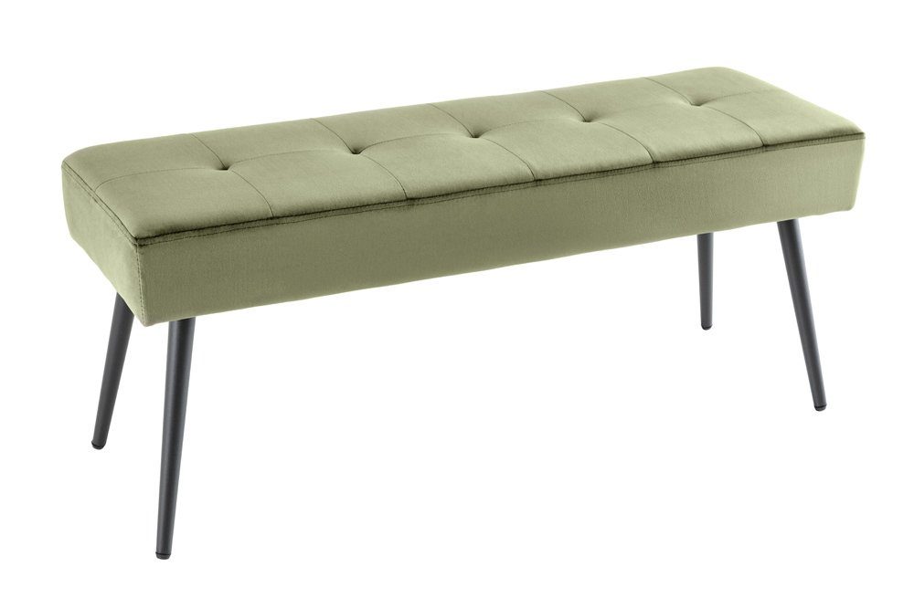 riess-ambiente Sitzbank BOUTIQUE 100cm grün /schwarz – Samt-Bezug, Metallbeine (Einzelartikel, 1-St), hochwertiger Bezug mit Ziernähten - ideal für Flur oder Wohnbereich