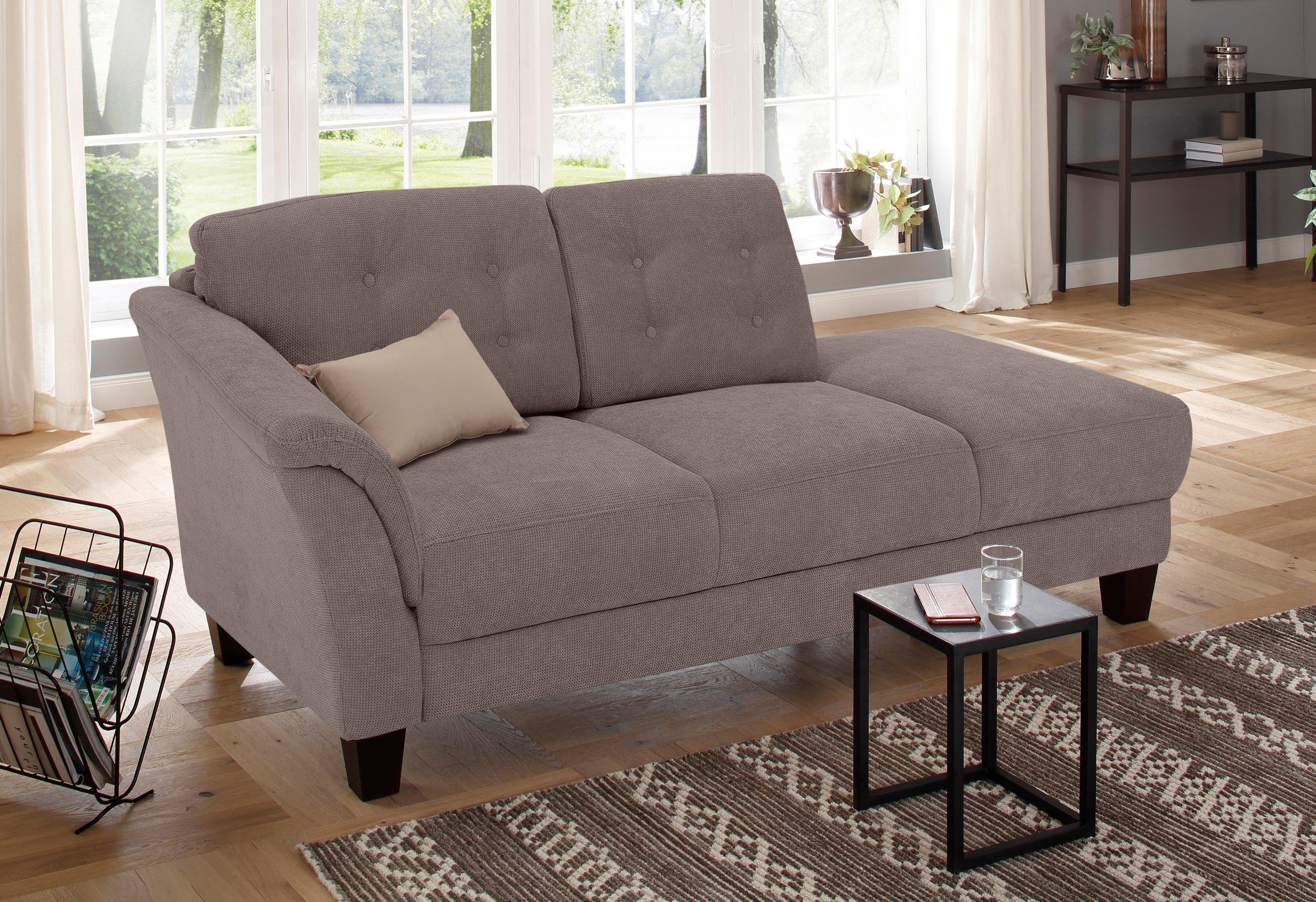 OTTO home Recamiere Trondheim, freistehend, mit Federkern, Knopfheftung im Rücken, Füße Buche