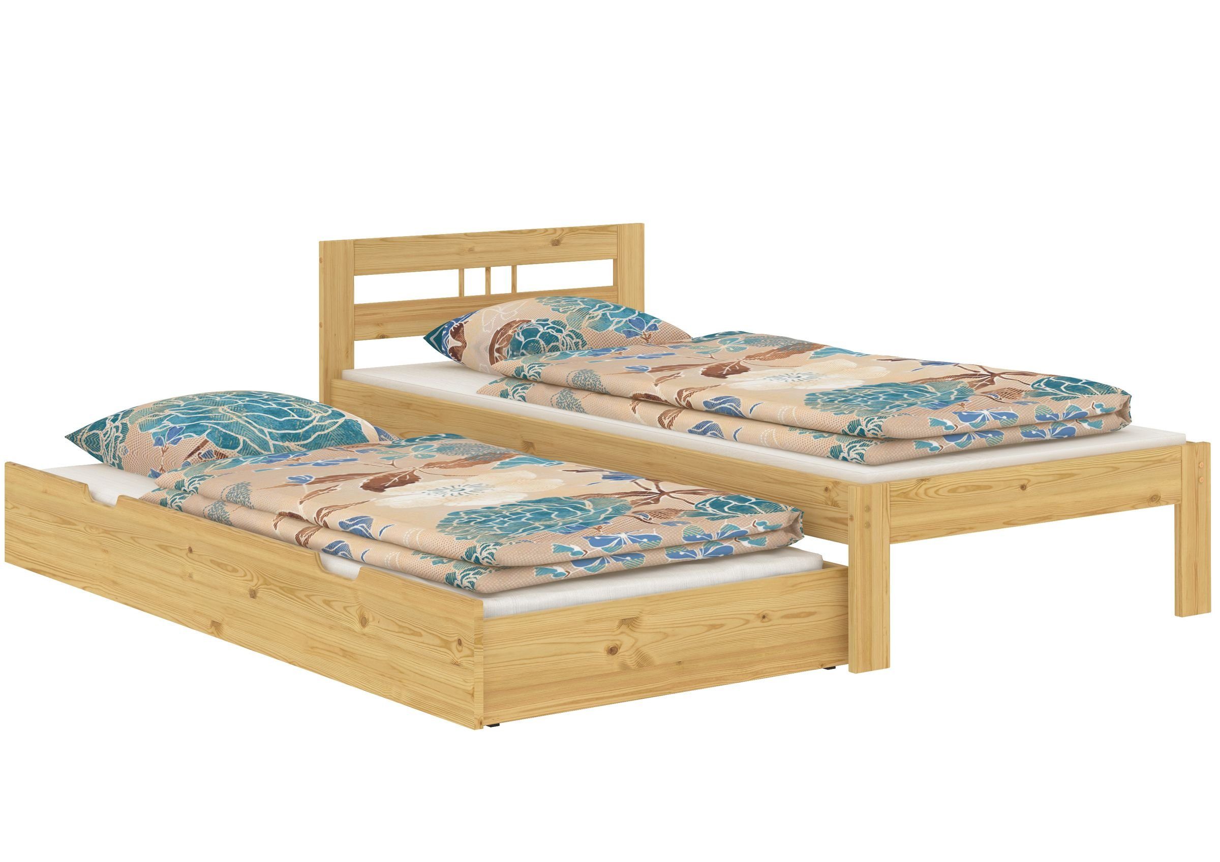 Futonbett Jugendbett Natur ERST-HOLZ Kieferfarblos 100x200, Bett Einzelbett Massivholzbett Kiefer lackiert